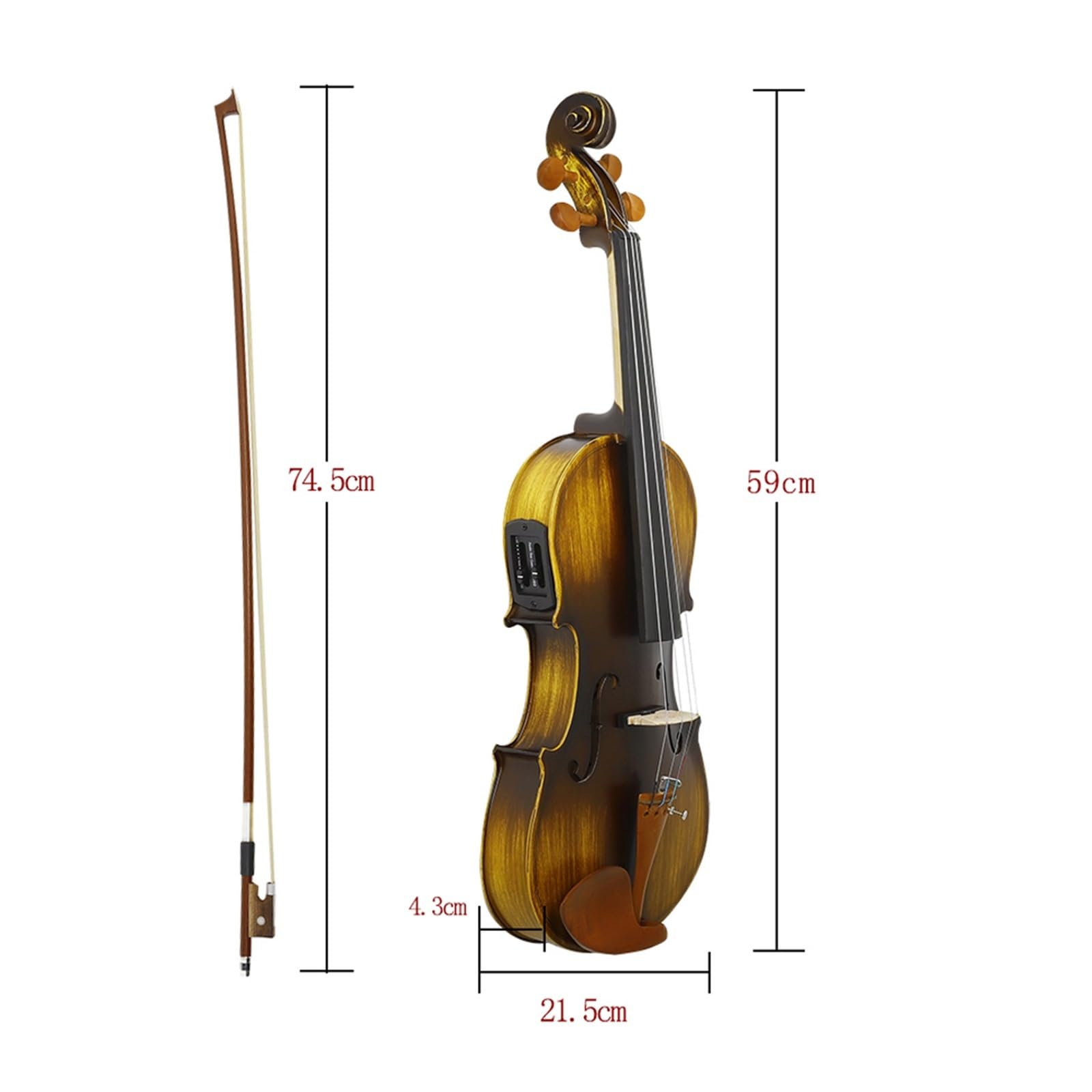 Anfänger Geige 4/4 Violine Massivholz Matte Elektrische Akustische Violine Geige Mit Fall Bogen Zubehör Professionelle Saiten Instrumente
