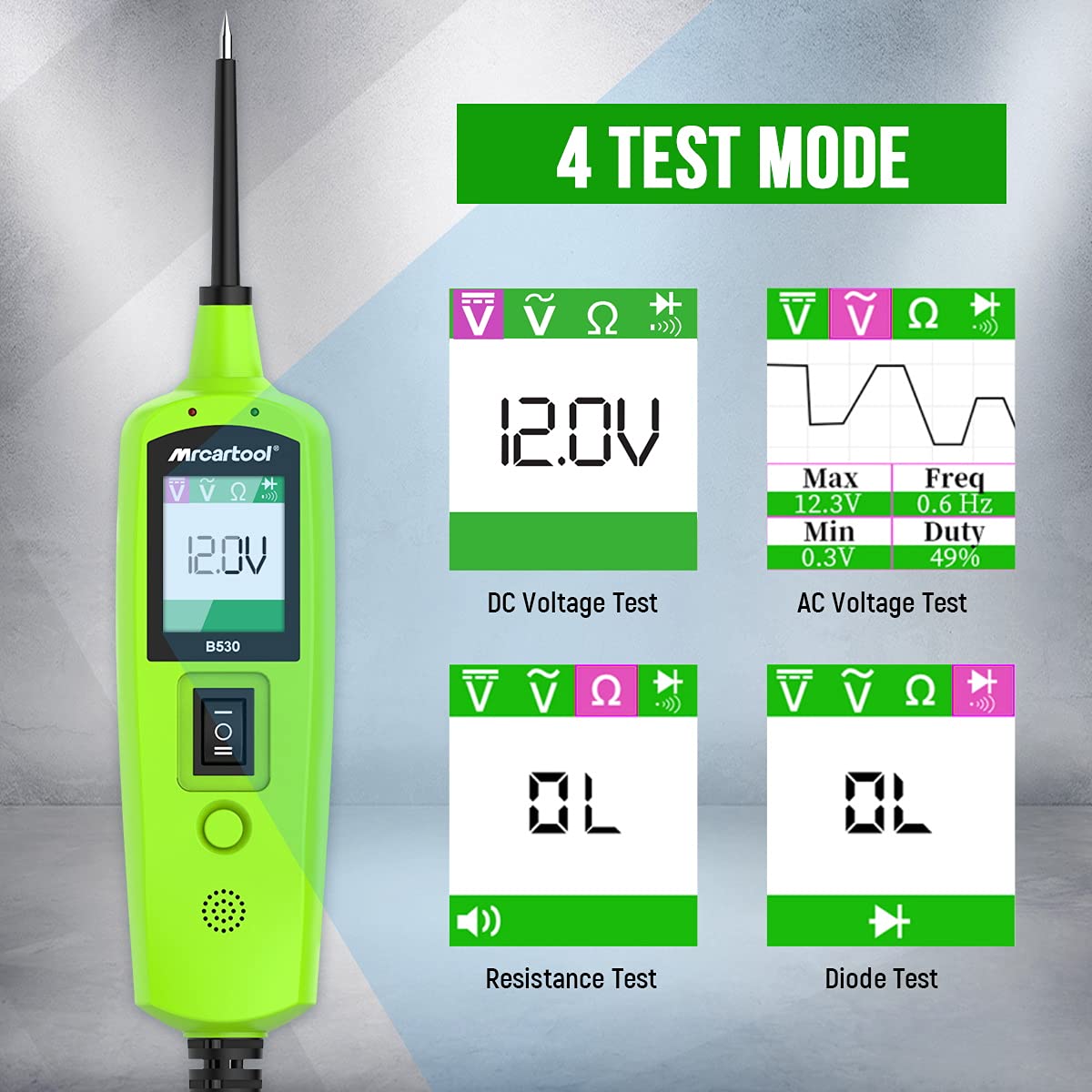 MR CARTOOL B530 Kfz Stromkreistester 12/24V Autoelektrik-Tester Power Circuit Probe Kit Elektrotester Elektronisch Diagnosesystem Prüfen für Prüfung Elektrischen Anlage