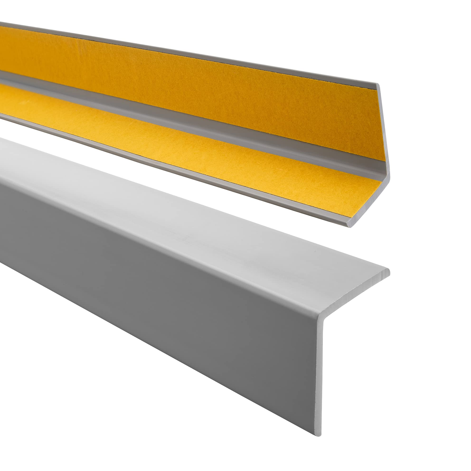 QUEST Winkelprofil 40x40mm – Selbstklebendes PVC-Gummi Kantenschutzprofil, Elastischer Eckschutz, Kunststoffwinkel für Kanten & Ecken, Grau, 110cm