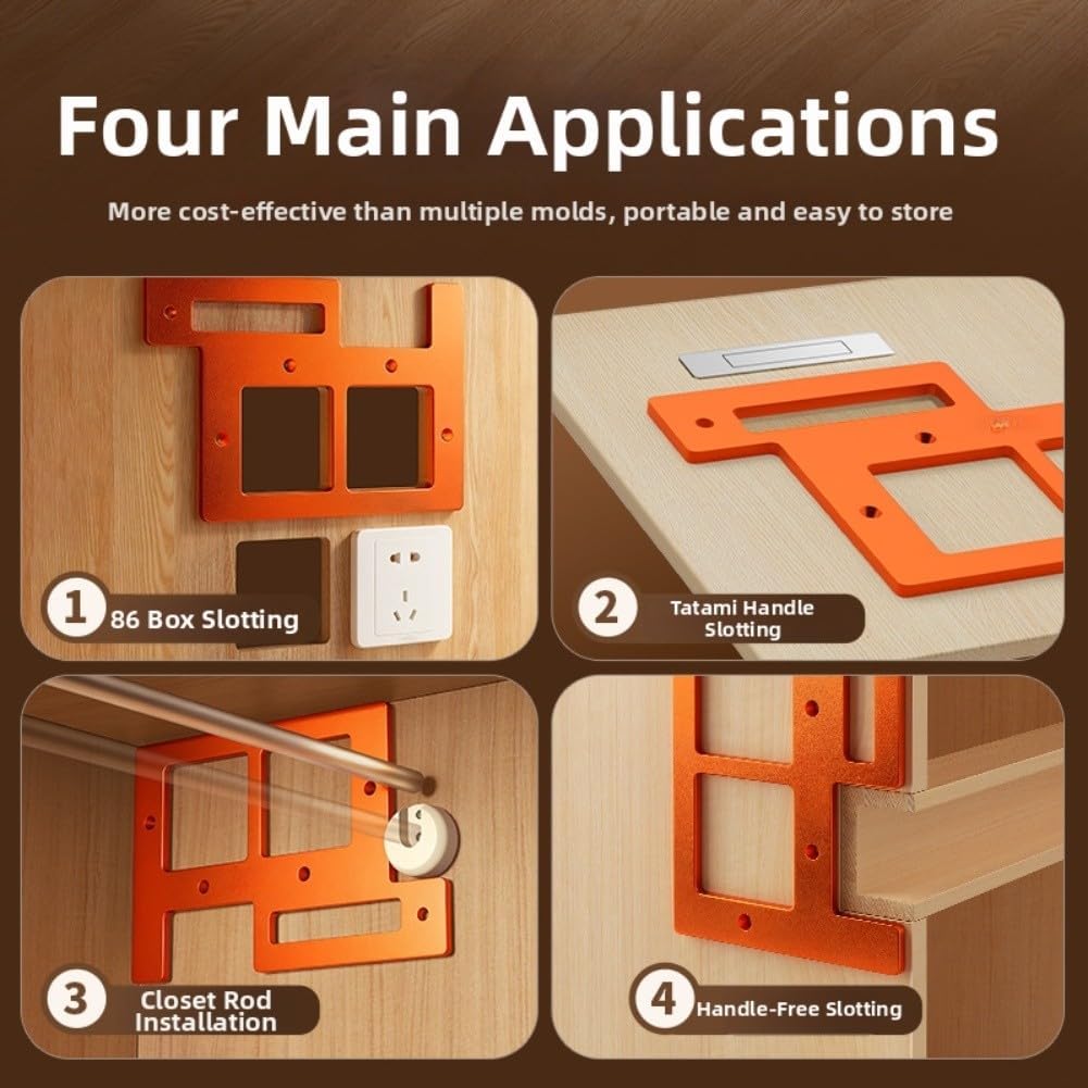 Slotting Jig for 86 Switches Precision Grooving Tool 6mm Aluminum Alloy and 8mm PC for Woodworking Handle and Cabinet Installation 1 Pack(aluminum alloy)