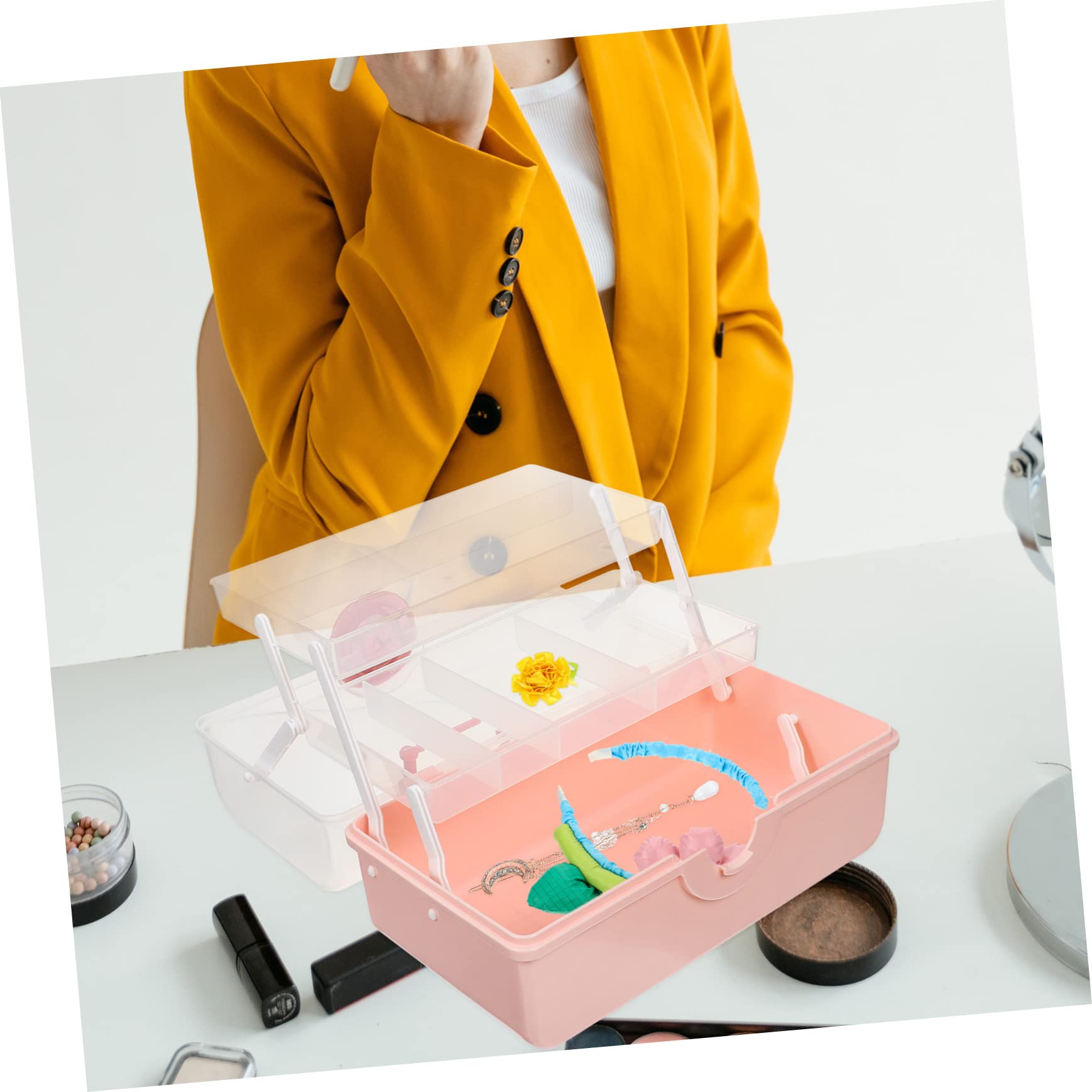 CALLARON Caja De Almacenamiento Para Accesorios De Pelo Organizador De Múltiples Para Guardar Pinzas y Gomas Joyero Para Tocados De Niña Estuche De Almacenamiento Para Accesorios De
