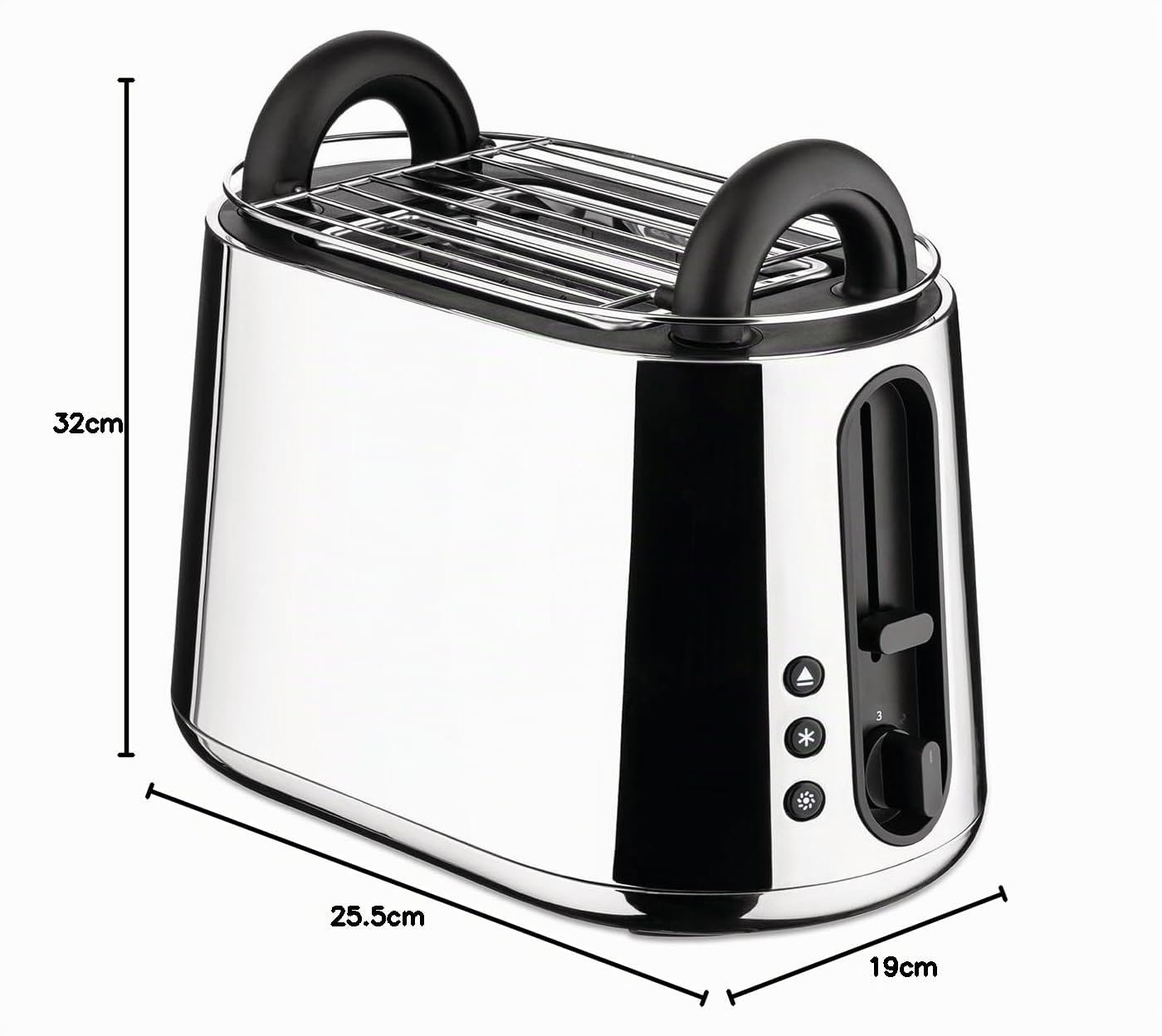 Alessi Toru NE03 B - Tostapane Elettrico di Design, in Acciaio Inossidabile 18/10 e Resina Termoplastica, Presa Europea, 925W, Nero