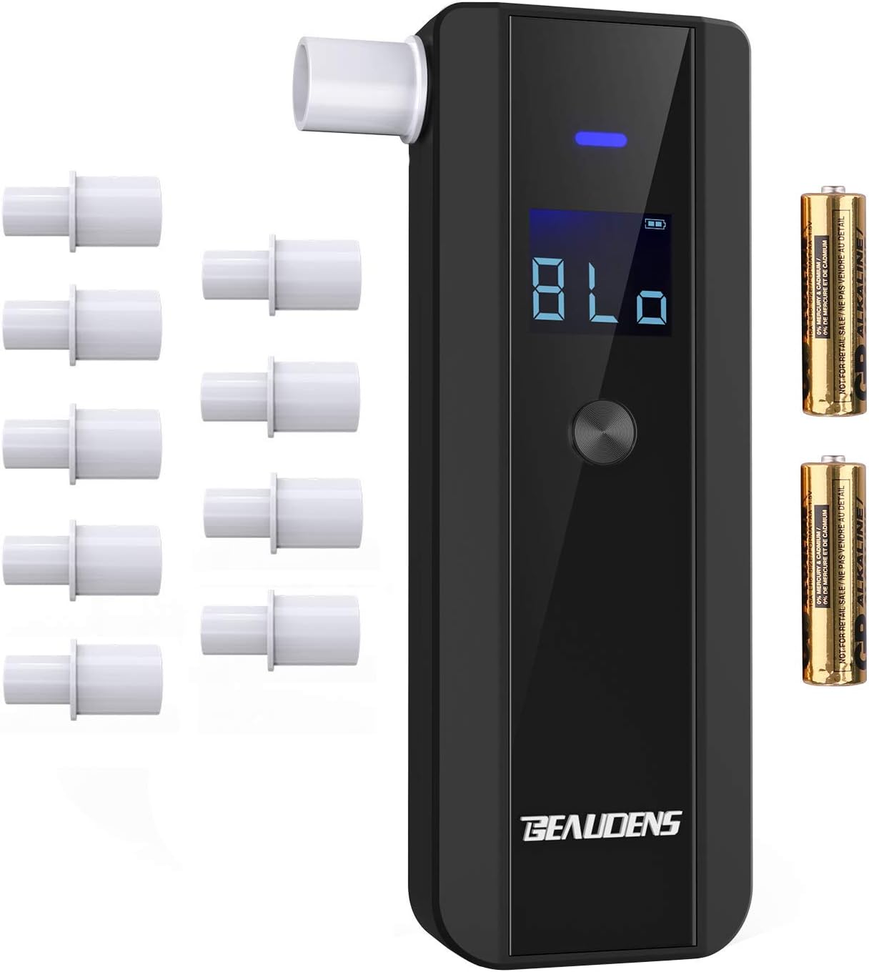 Breathalyzer with Accurate and Fast Results, Professional Alcohol Breath Tester with 4 Conversion Units, Alarm Sound and 10 Mouthpieces