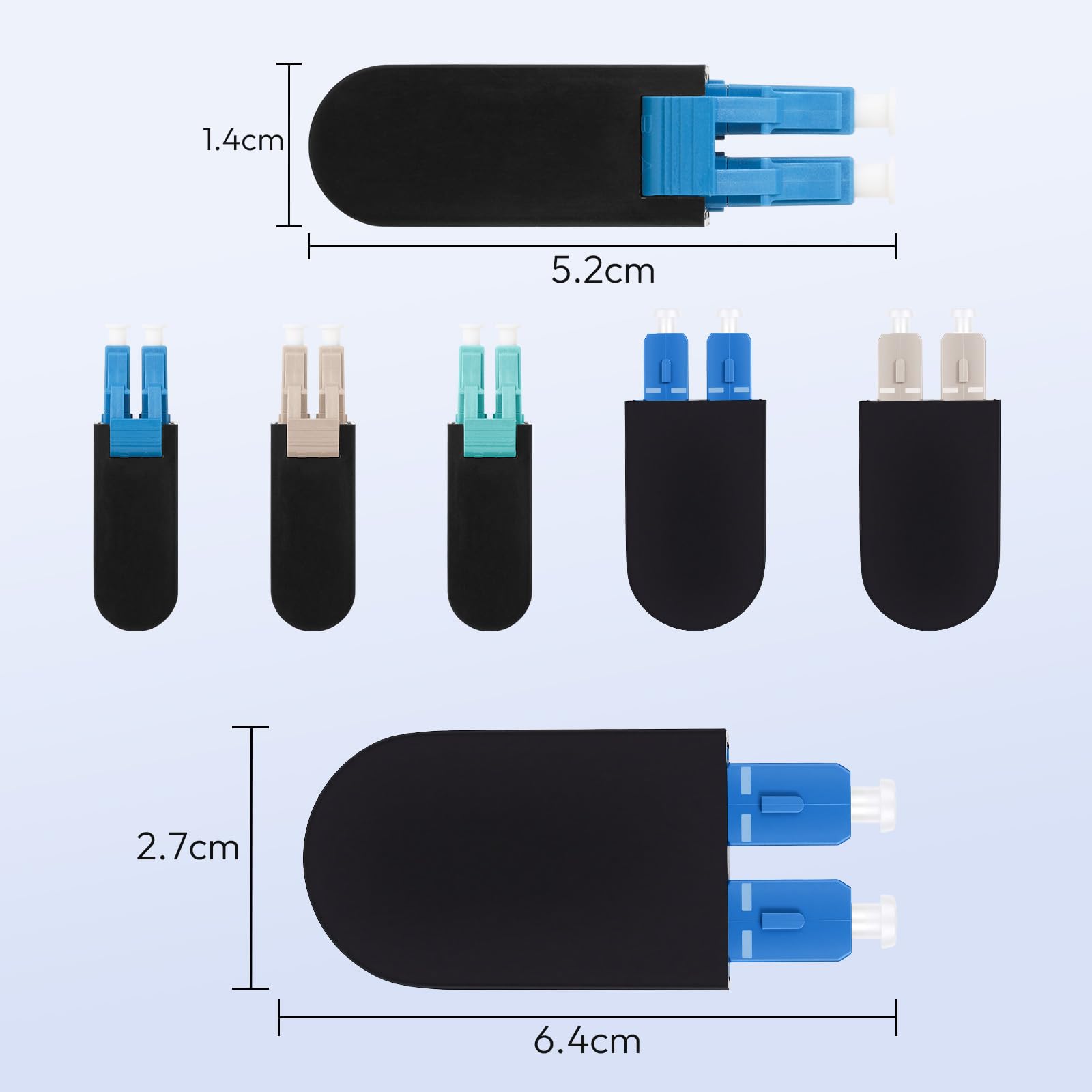 10 pz LC/OM3 fibra loopback adattatore, multimodale 50/125μm, spina di prova duplex per test di rete, verifica link e diagnostica ricetrasmettitore