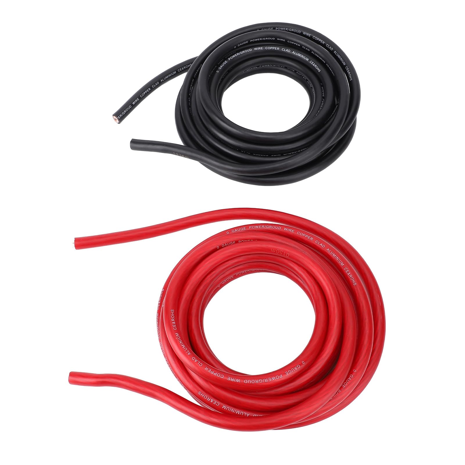Generic Cable de Tierra 1/0AWG Cable Flexible Rojo Negro de 20 Pies para Sistemas de Audio de Automóvil con Material de Cobre y Rendimiento de Sonido Mejorado