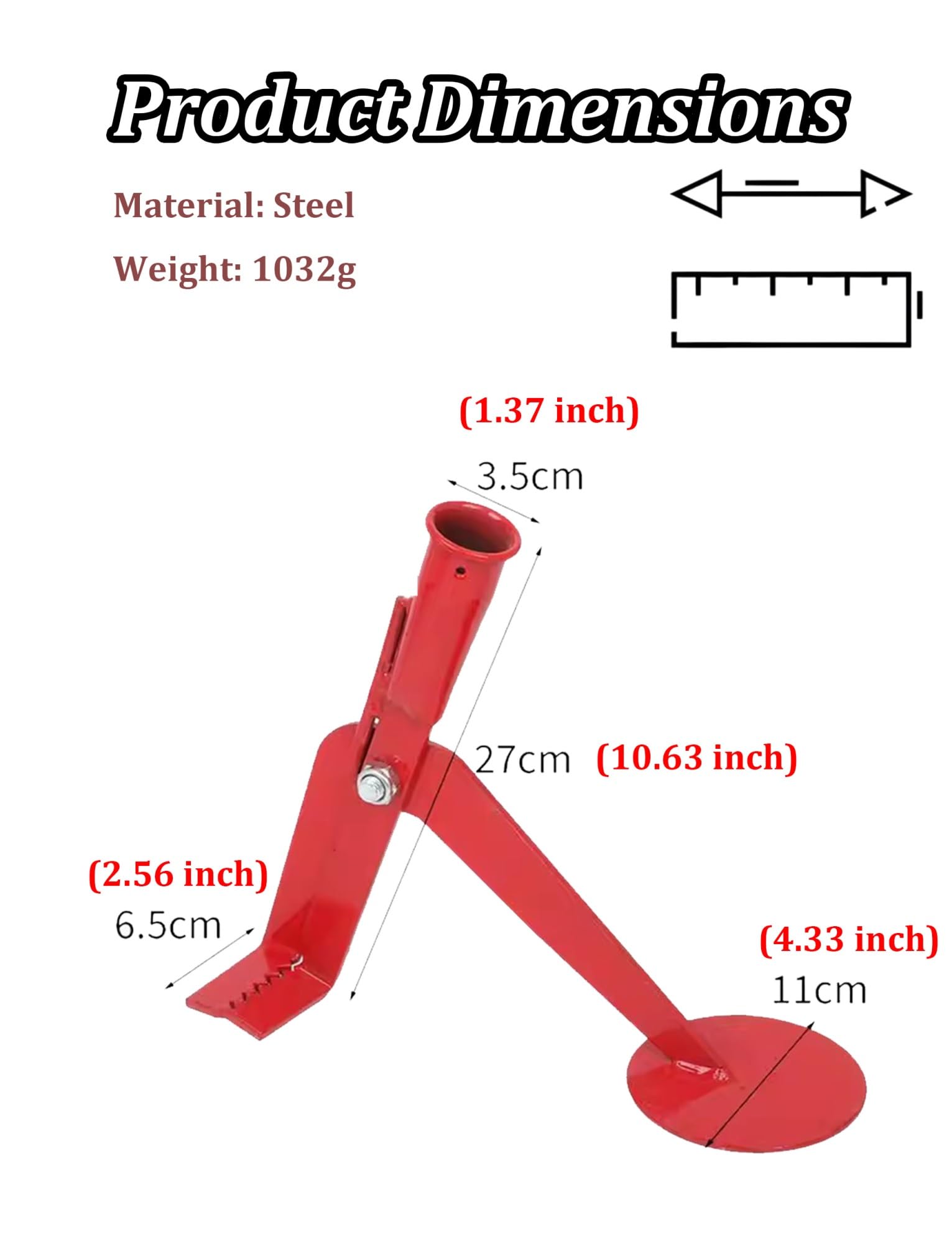 Générique Extracteur de souches d'arbre, Outil d'extraction de poteaux de clôture, extracteur de Racines Robuste, Outil de Retrait Manuel de poteaux for la Construction de clôture(Red(Single Head))