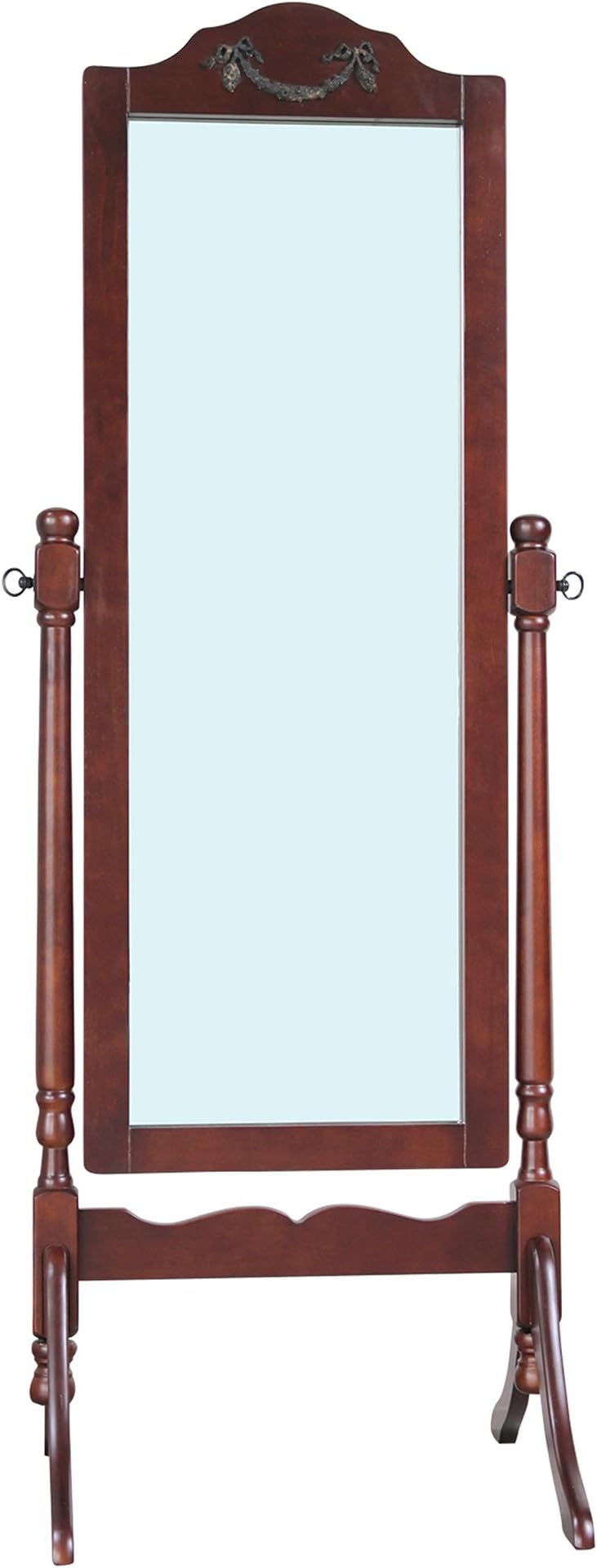 Solid Wood Standing Floor Mirror, Dark Brown