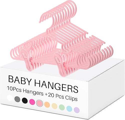 Miniatura 92 de Hsei Baby Hangers with Clips, Plastic Kids Pants Hangers for Nursery Closet, Top and Bottom Clothes Hanger Set for Newborn Child Infant Toddler Boys