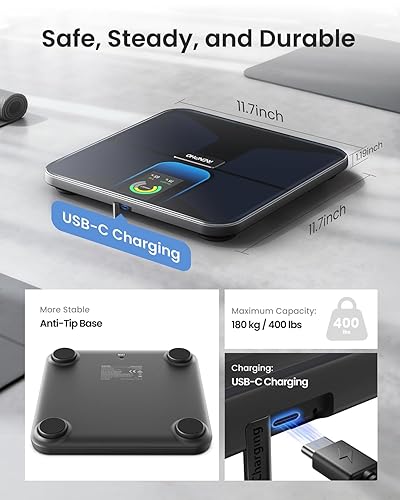 Miniatura 7 de RENPHO Báscula con IMC, grasa corporal, masa muscular, báscula inteligente para peso corporal, balanza de composición corporal Wi-Fi y Bluetooth,