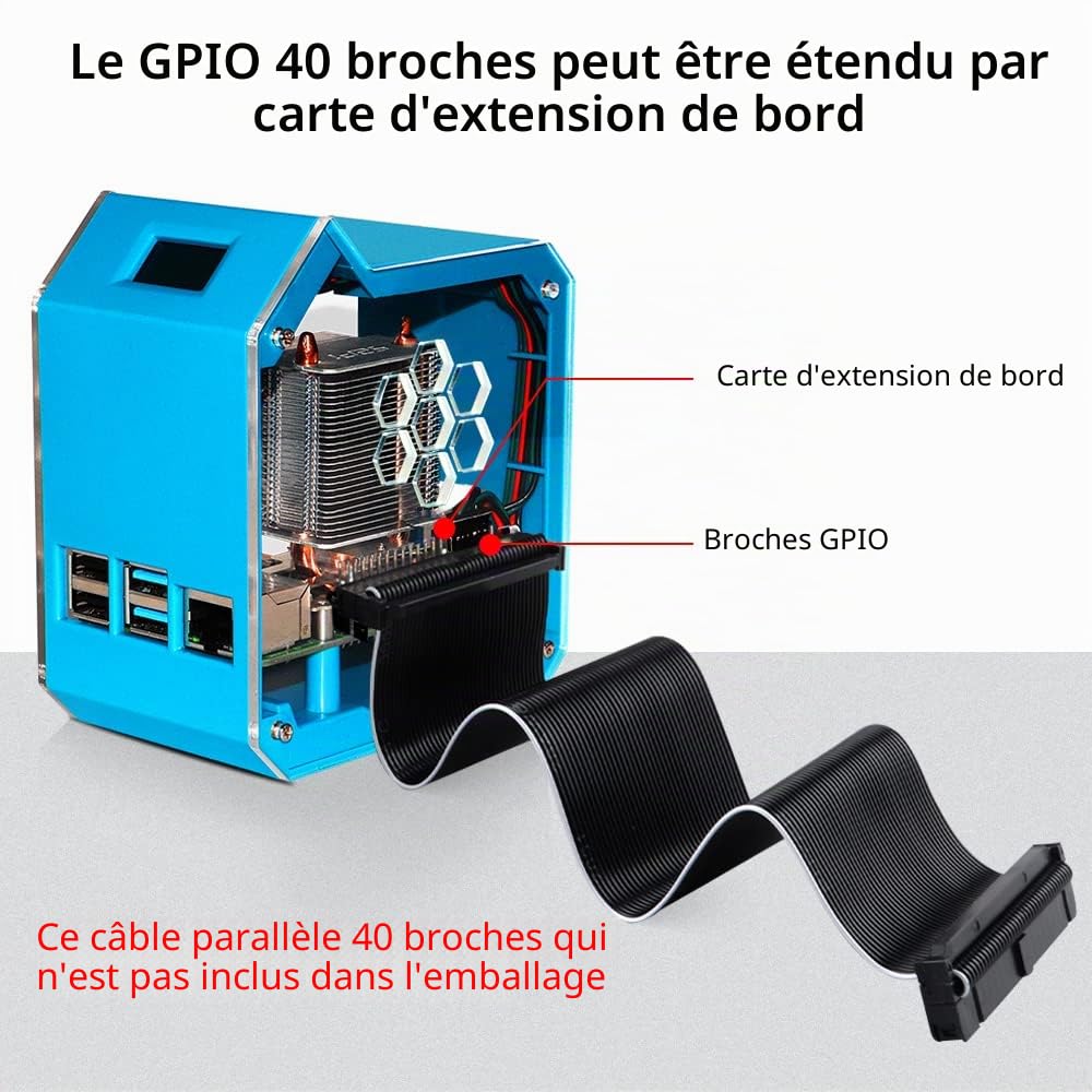 GeeekPi Kit mini tour pour Raspberry Pi, boîtier Pi 4 avec refroidisseur ICE Tower, module OLED 2,4 cm, ventilateur RVB, dissipateur thermique, carte GPIO 1-2