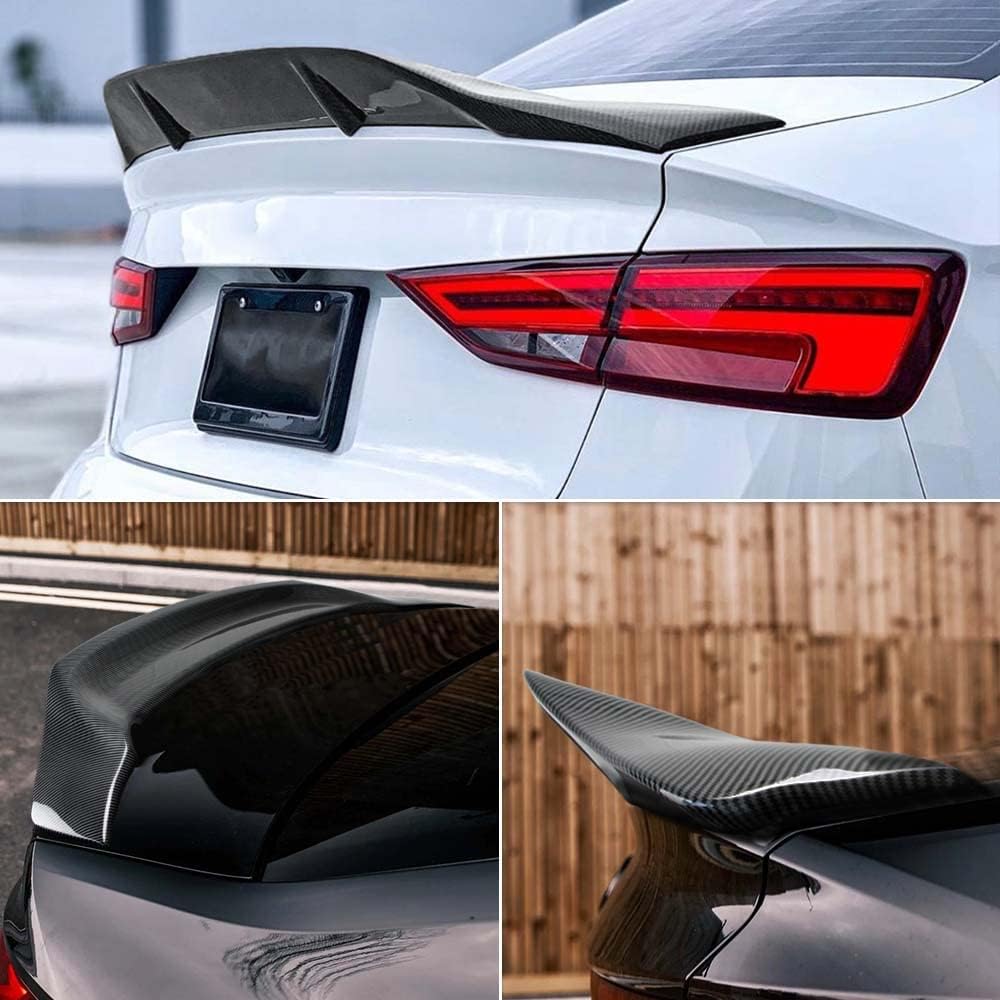 Trunk Spoiler Wing Compatible with 2014-2020 Audi A3 S3 RS3 Spoiler (8V), Carbon Fiber Hydro-Dipping (R Type)