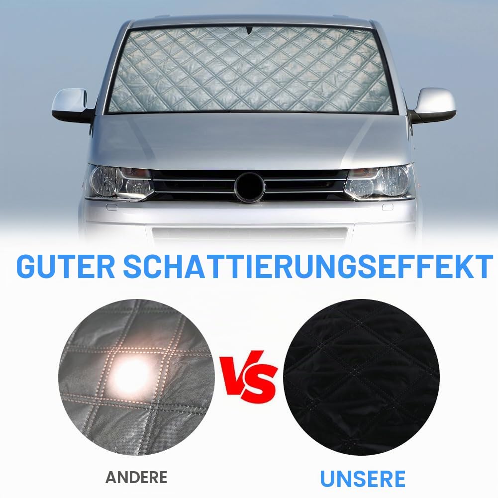 Sonnenschutz Auto Frontscheibe Ersatz für VW T5 T6 Kombi, Thermomatte | 6PCS Verdunkelung Windschutzscheiben Schutz Set, Internes Thermisches Jalousie Fenster Set mit Aufbewahrungsbeutel