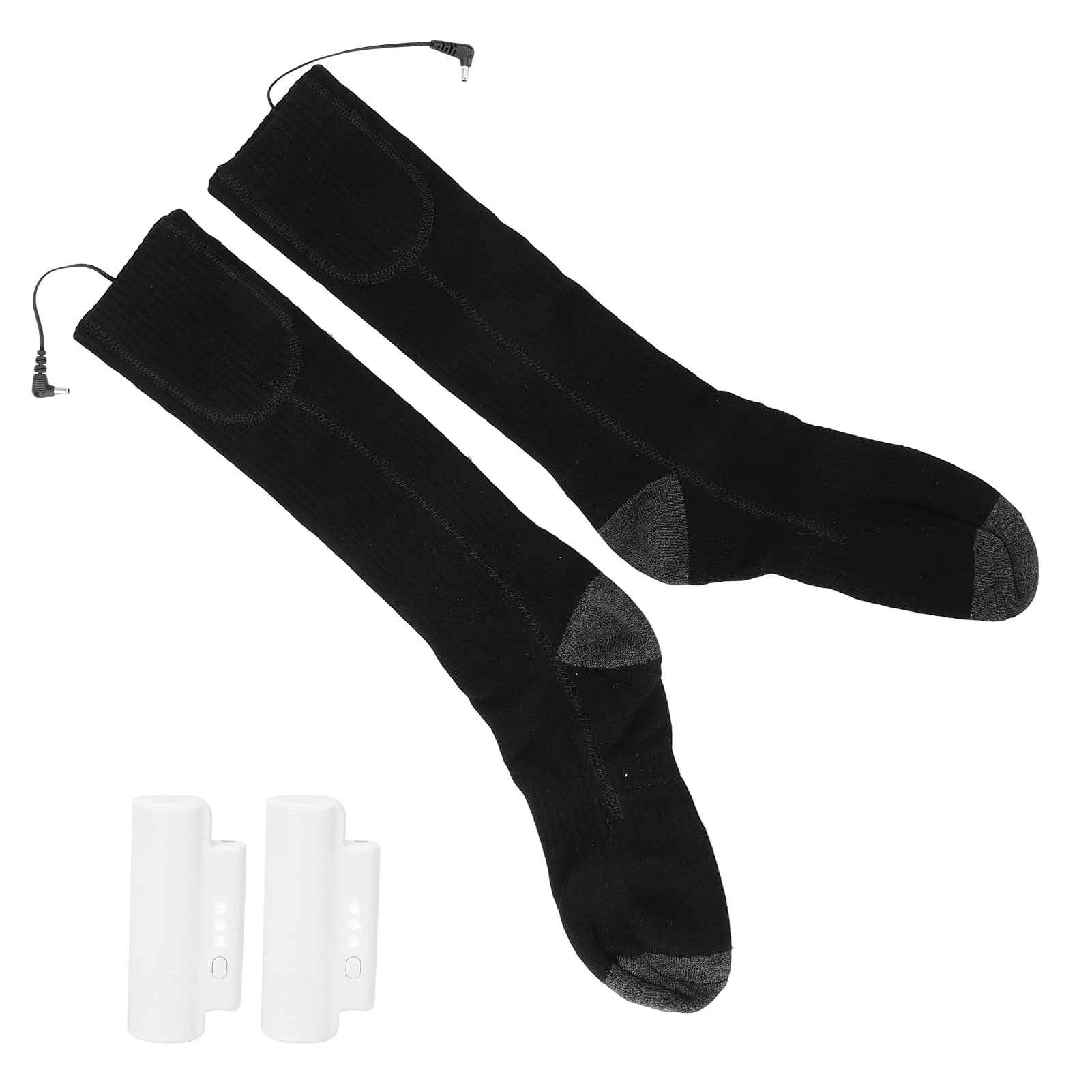 Chaussettes Chauffantes électriques, Coton Doux et épais, Batterie Rechargeable USB, Chaussettes Thermiques, Gris, Noir