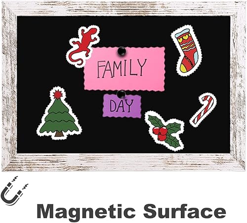 Miniatura 4 de Pizarra magnética de superficie de 8.7 x 12.6 pulgadas, marco de madera blanca vintage, pizarra negra de pared para usar en casa, oficina y