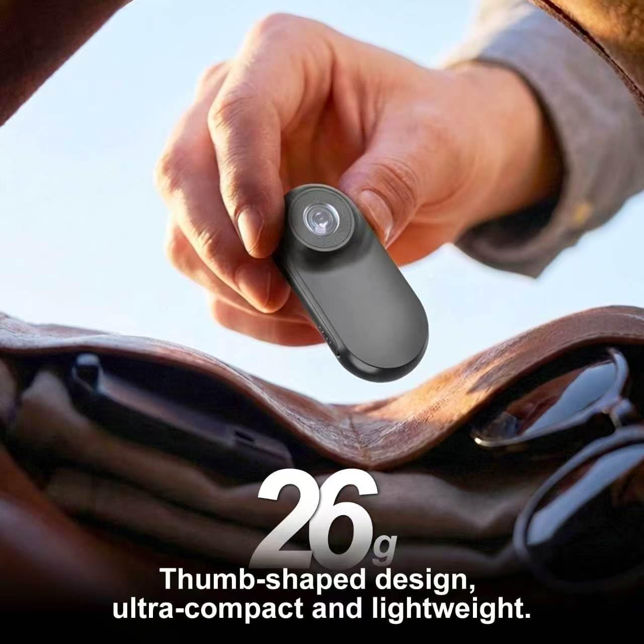 Mini Body Cam mit Magnetgurt, freihändige POV Kamera 26g inkl.Speicherkarte，Action cam für Motorradhelm，Radfahren & Vlogging,Haustier Schwarz