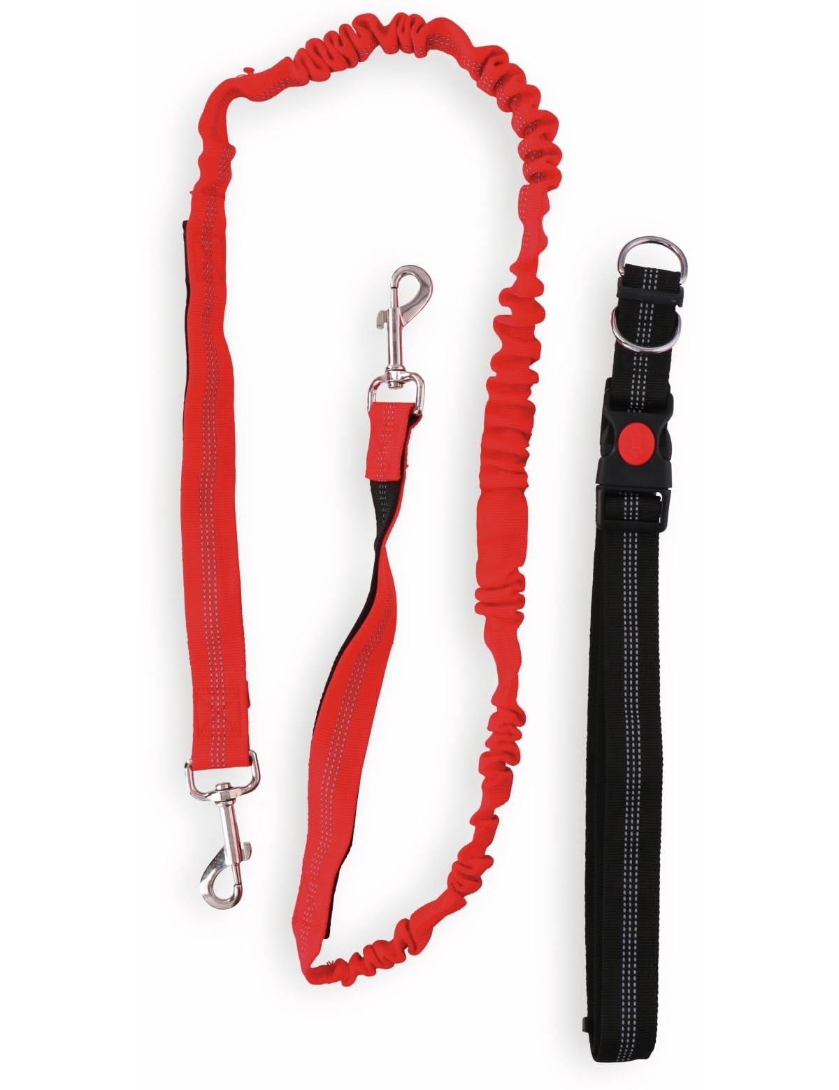 maxxpro Jogging Lead - Dog - Harnesses, Collars & Leads for Dogs - Adjustable Between 160-190 cm - Red