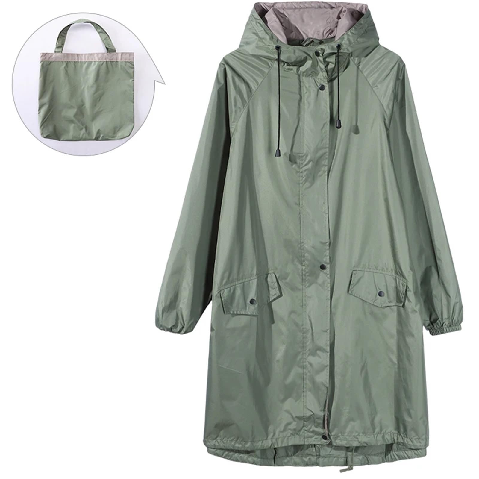 Poncho Lluvia Chaqueta impermeable larga y elegante for mujer con capucha cordón for senderismo viajes