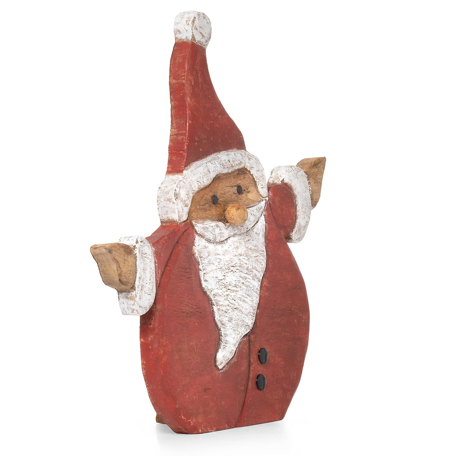 Moritz Weihnachtsmann Holzfigur ca. 48 cm – Mangoholz Nikolaus rot Santa