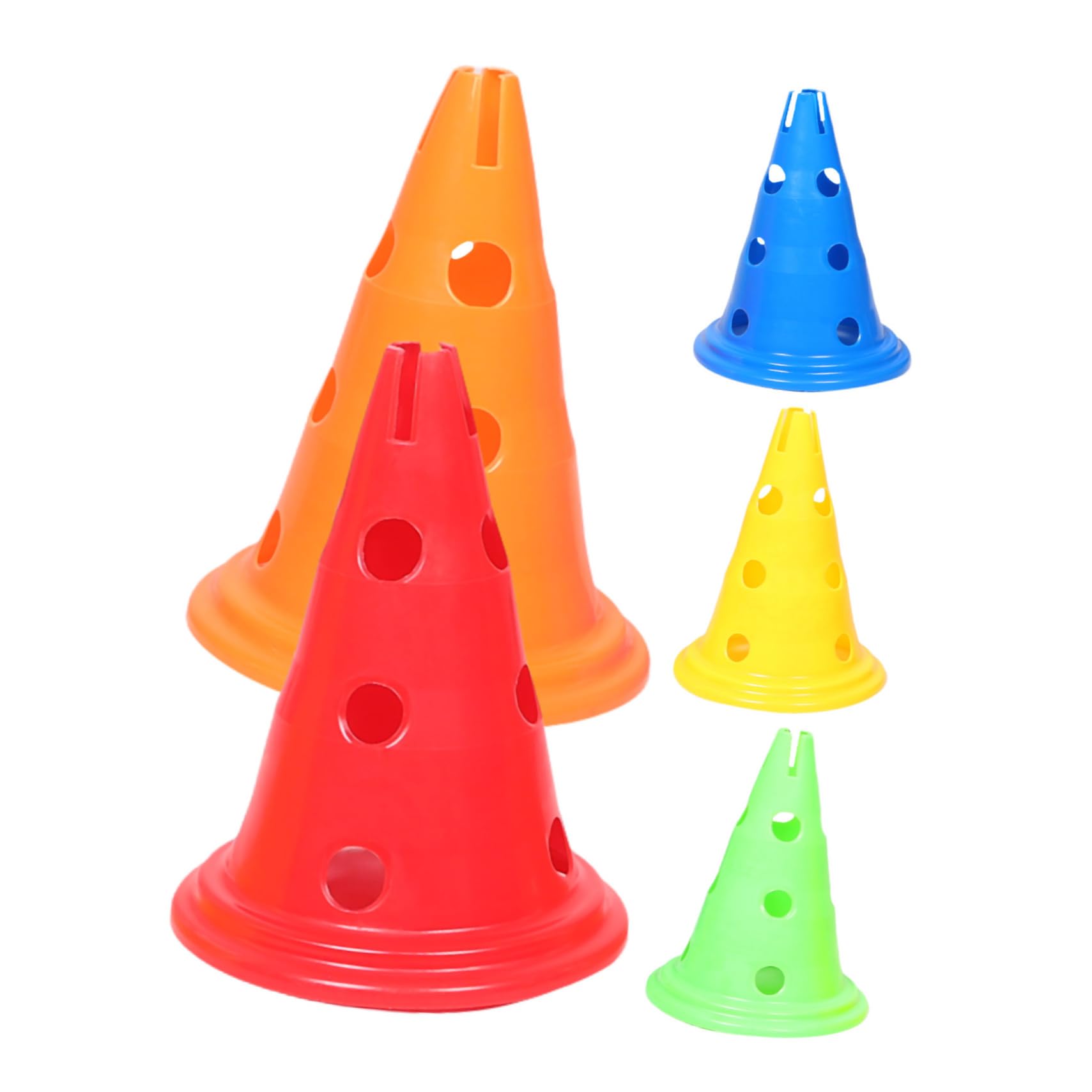 Conos De Entrenamiento Deportivos De Plástico 30 Cm Redondos Agujero, 5 Piezas, Color Naranja, Conos De Agilidad para Fútbol, Baloncesto y Ejercicios Al Aire Libre