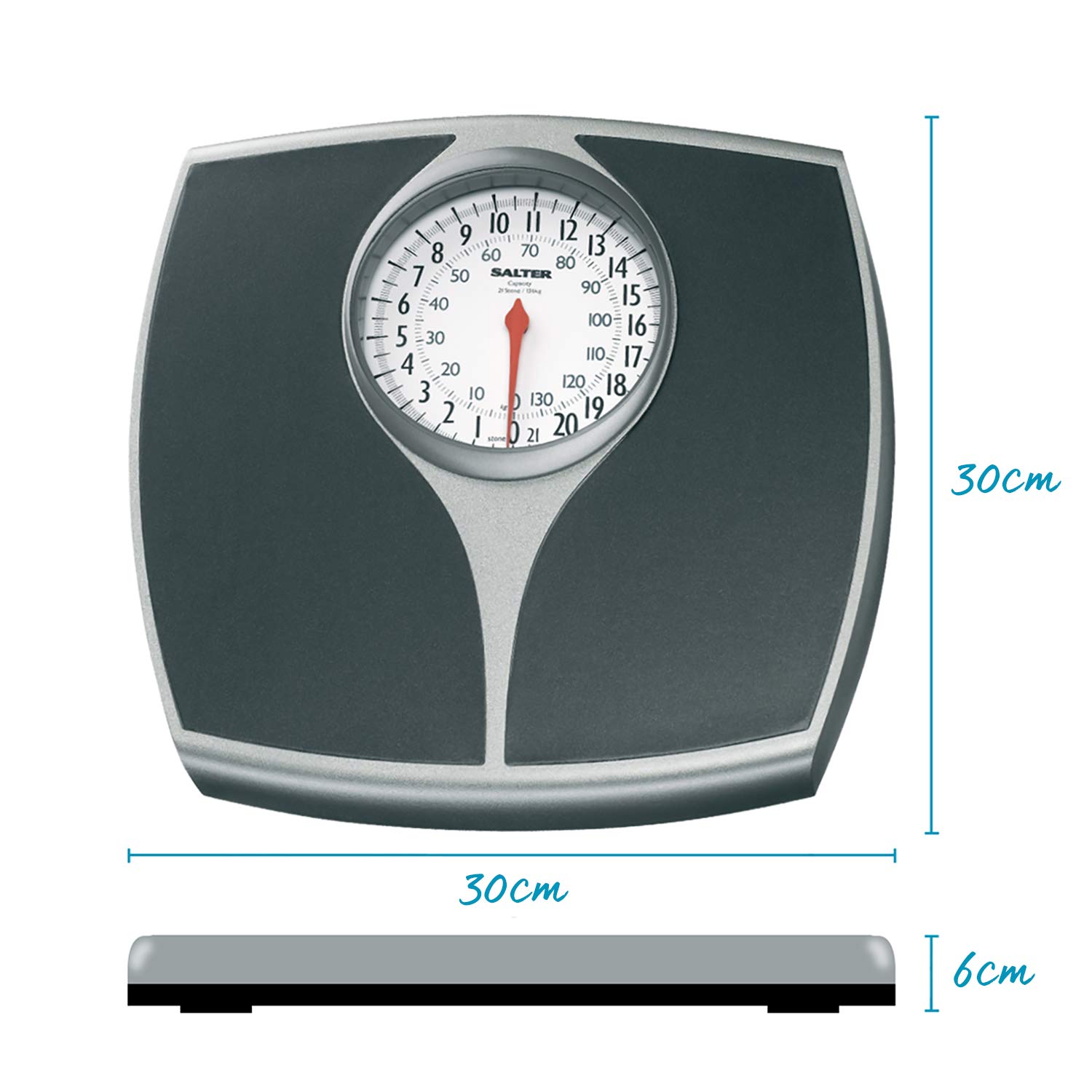 Salter 148 BKSVDR Speedo Waga mechaniczna, duża czytelna tarcza, zakres do 136 kg, czarna/srebrna