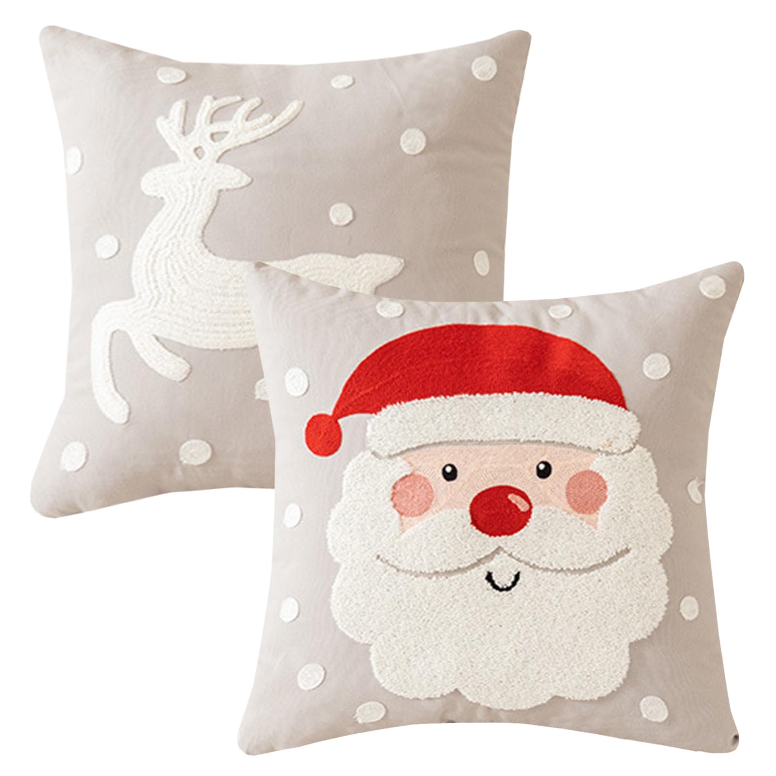 Housse de coussin de Noël brodée 45x45 cm lot de 2 gris de qualité pour décoration canapé