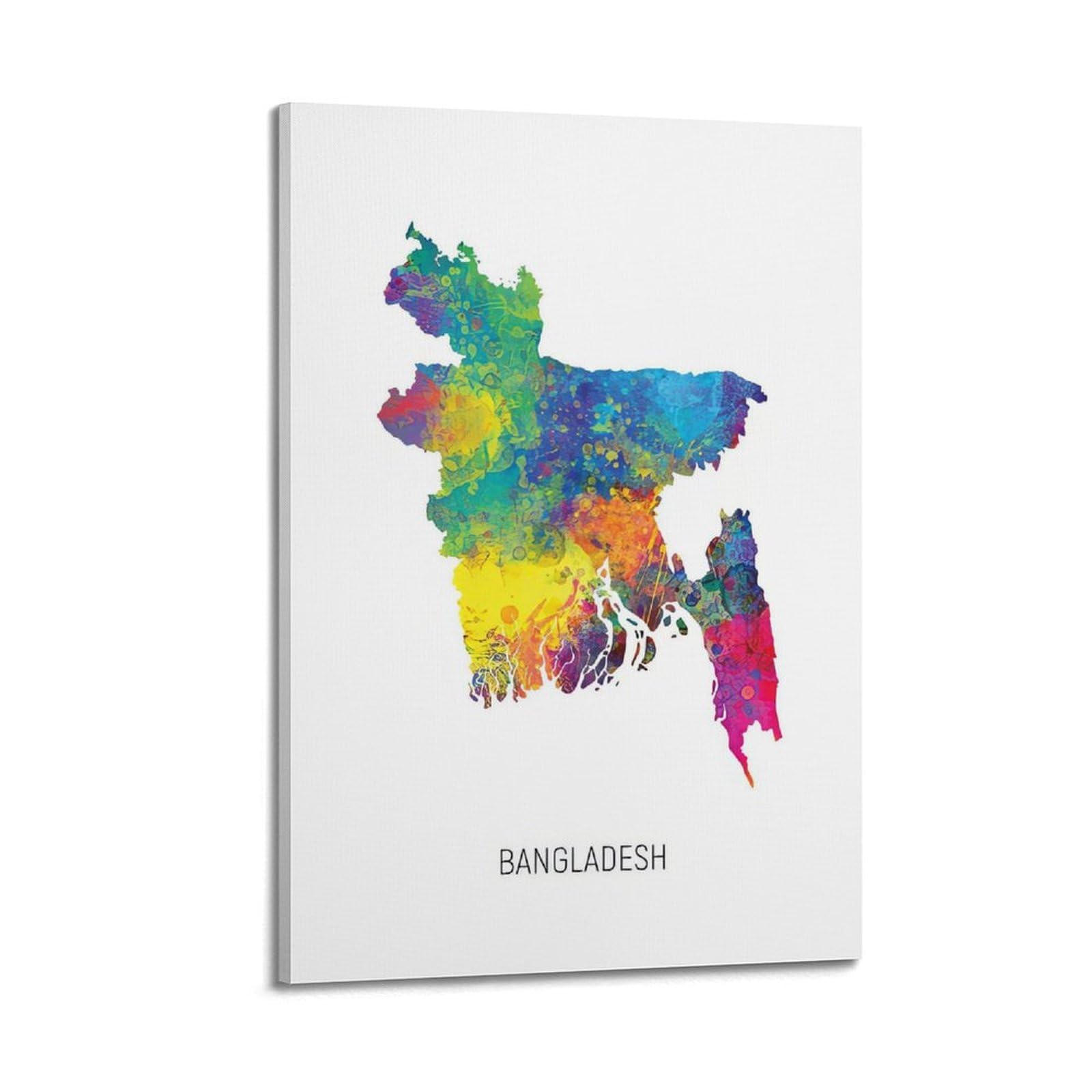 MJZLQN Map Poster Of Bangladesh With Watercolor Poster Decorative Painting Canvas Wall Posters And Art Picture Print Modern Family Bedroom Decor Posters 24x36inch(60x90cm)