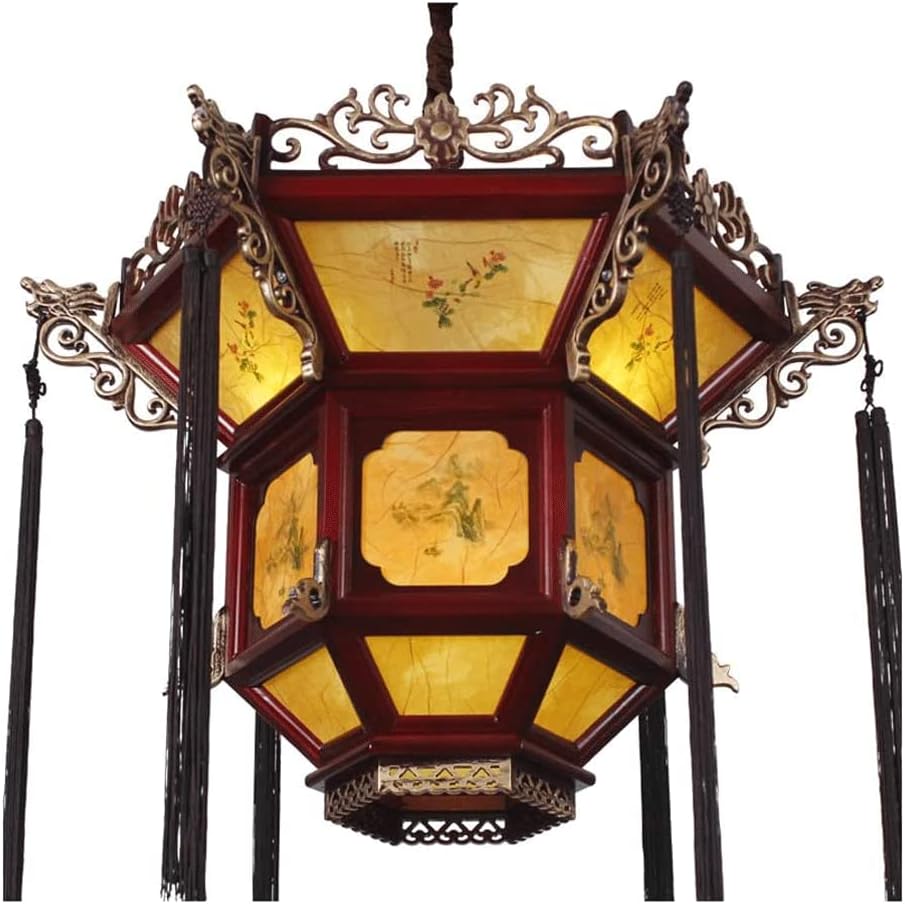 LIOONS Chinese Lanterns Antique Lantern Solid Wood Lamp Chandelier Paper Lantern Lamp Indoor Lighting Recessed Ceiling