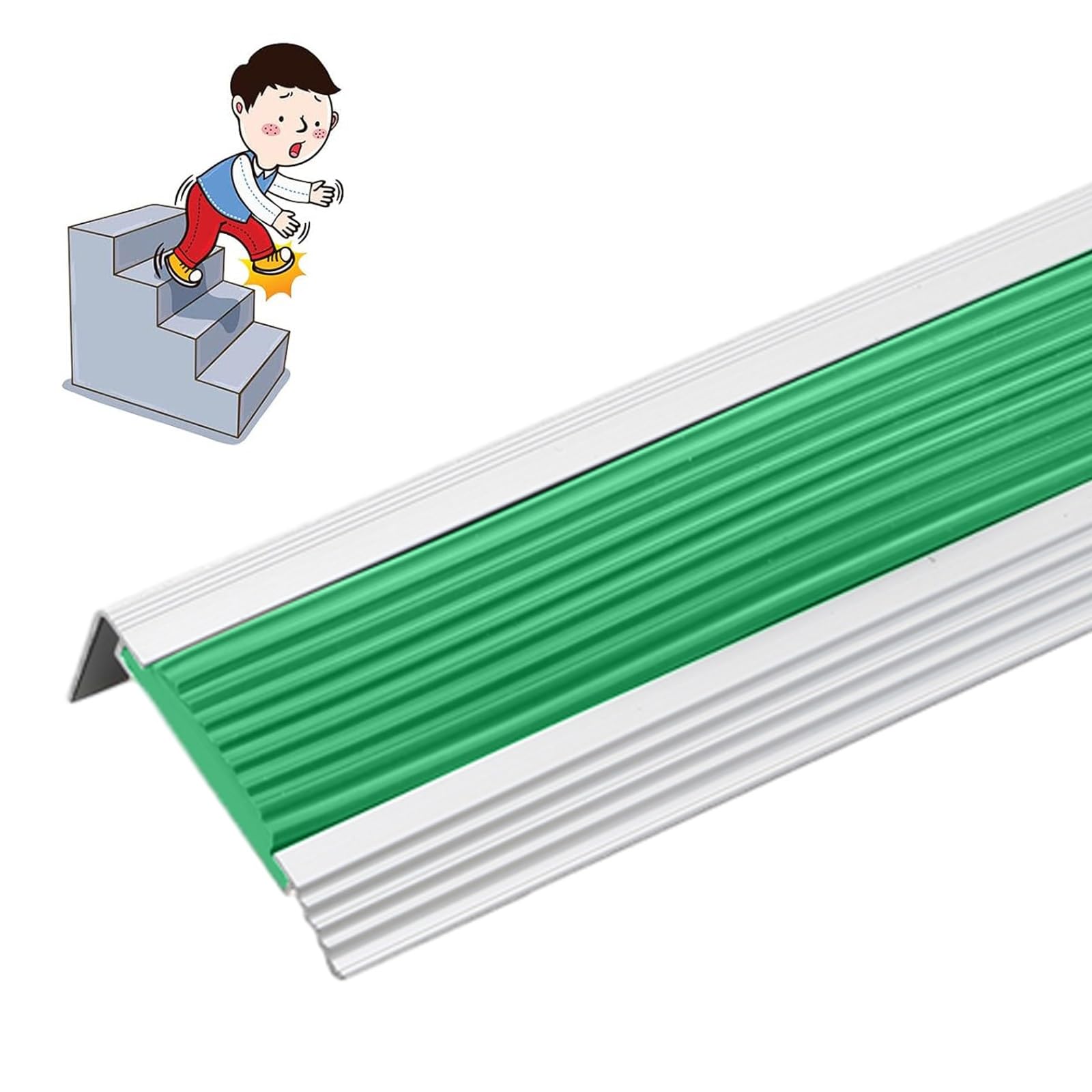 HJXGQJM Stufen Kantenprofil, Treppenkantenschutz, Übergangsprofil Flach Bodenprofil, Aluminium Treppenstufen Übergangsprofil Wasserdicht Treppenschutzgitter Abschlussprofil(Green,W 5cm)