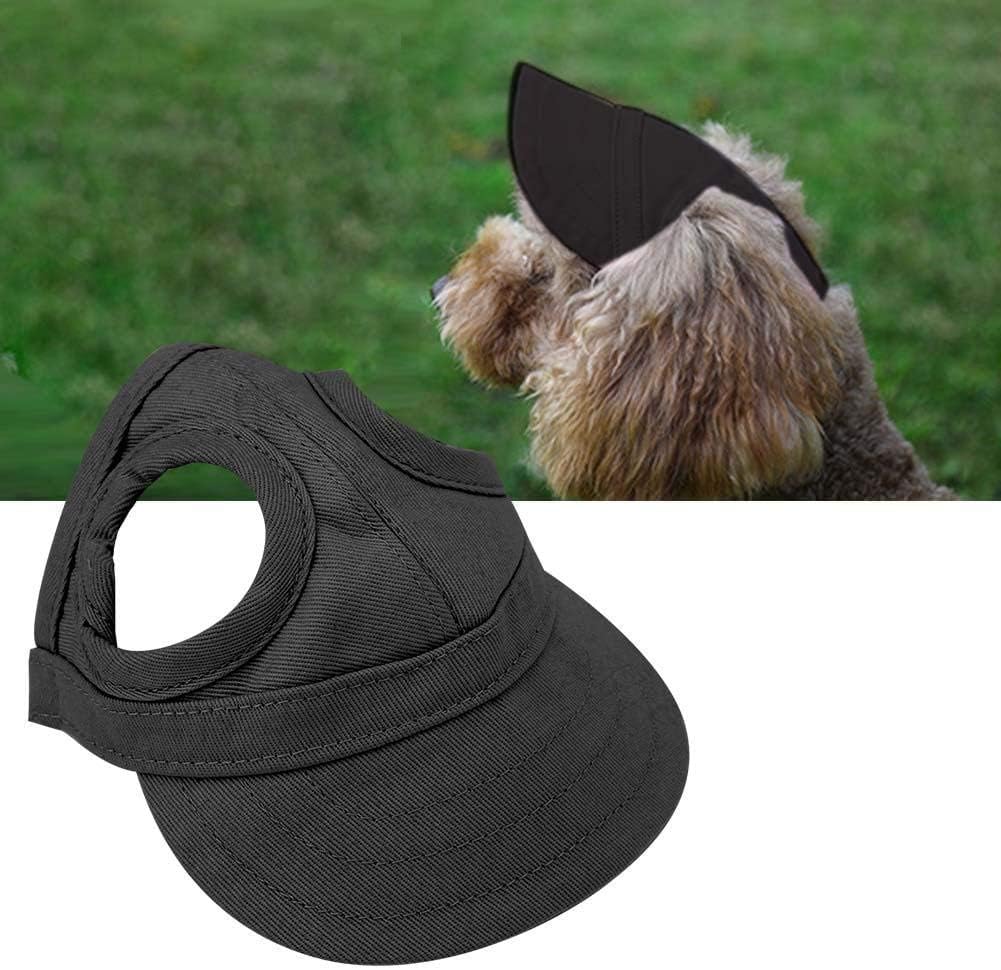 Pet Baseball Hat, Breathable Adjustable Sun Protection Visor with Ear Holes for Outdoor Walks Black S 1 Pack