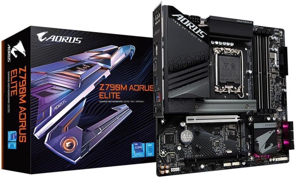Gigabyte Z790m Aorus Elite LGA 1700 Matx DDR5 Placa-Mãe Micro-ATX, Socket LGA 1700, DDR5, para Intel Core 12ª/13ª/14ª Geração