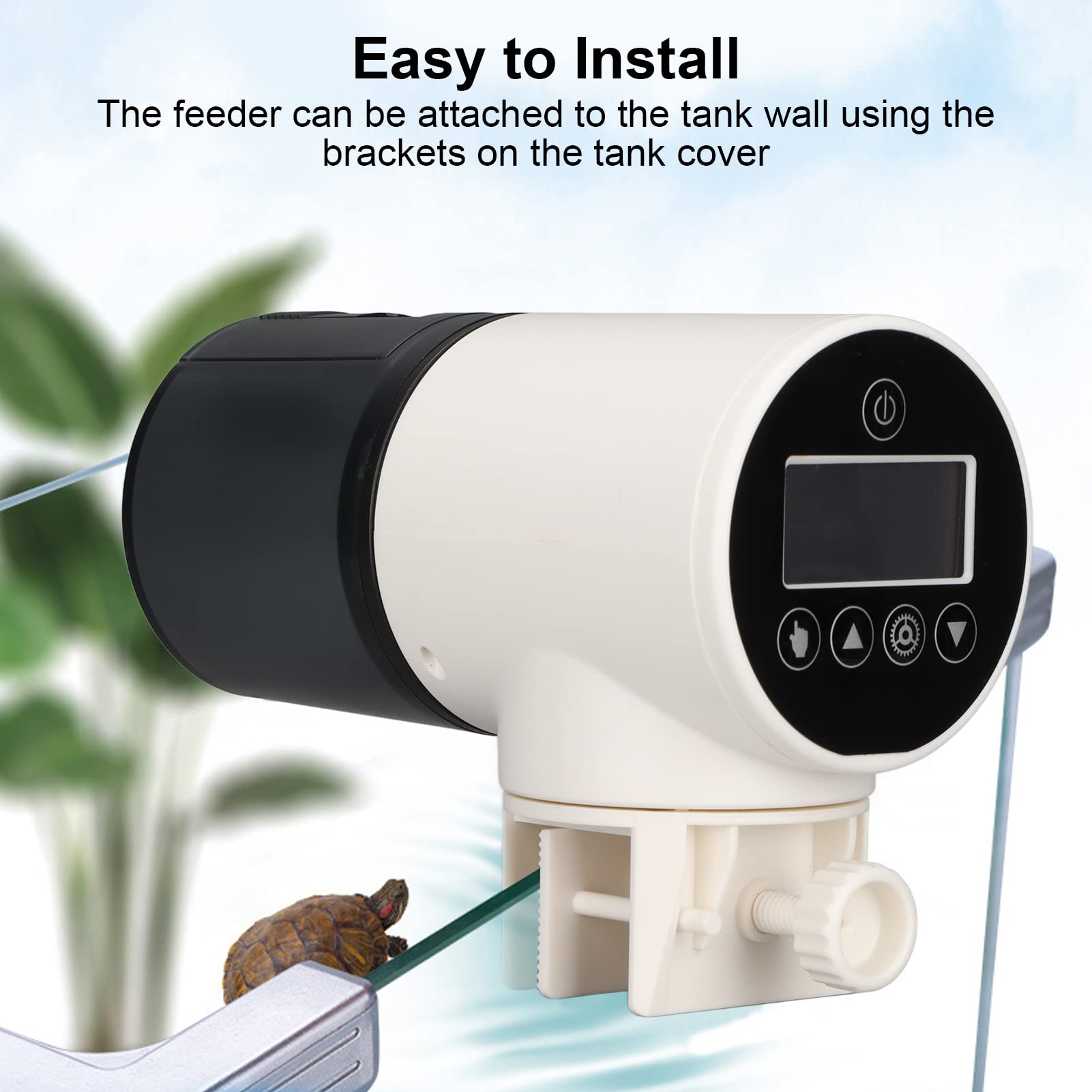 Gavigain Automatic Fish Feeder, 12 24 Hour Timer, Manual Feed Option, Battery Powered, for Fish, Turtles, Frogs, and Aquatic Pets