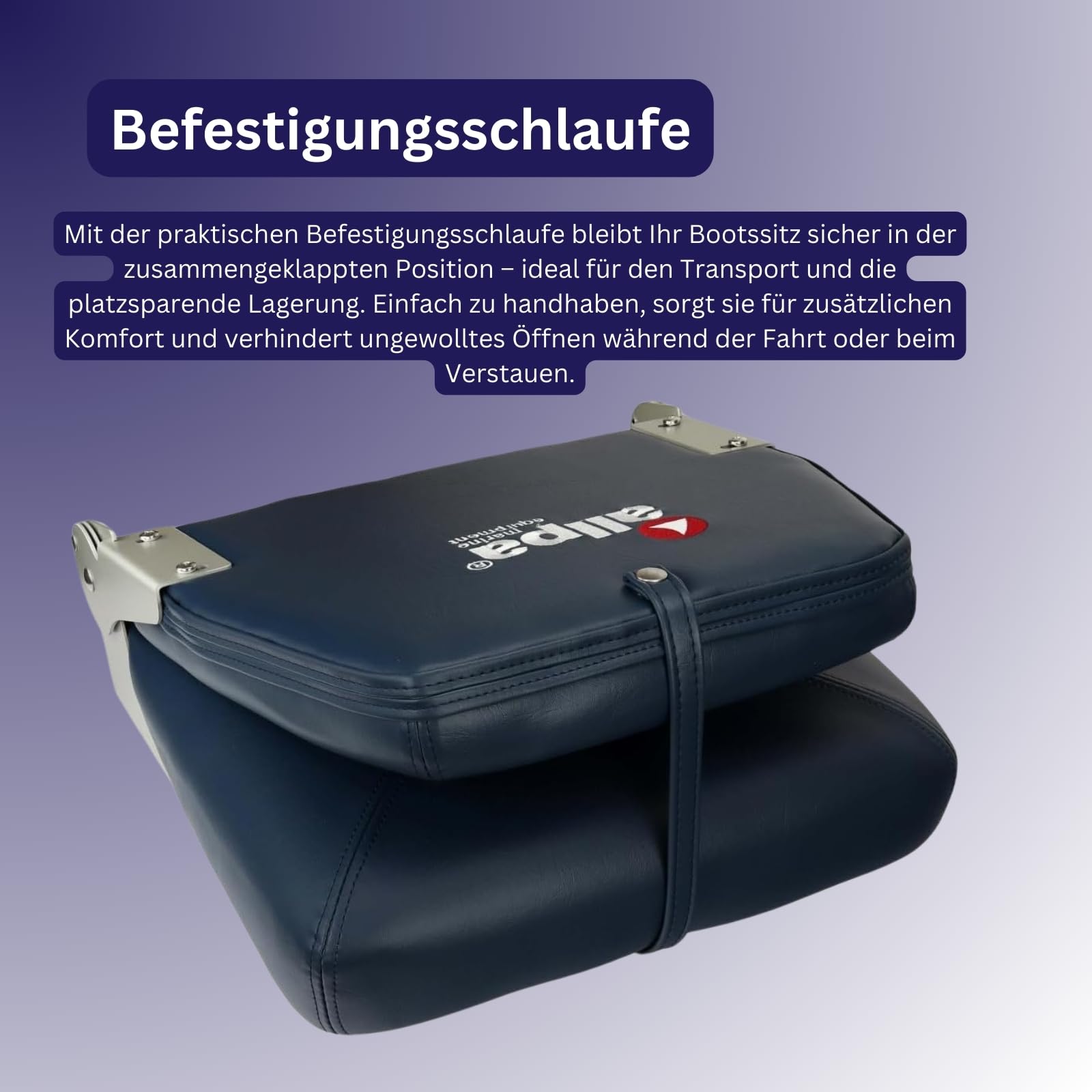 ALLPA Bootssitz Klappsitz Coach Deluxe | klappbarer Bootsstuhl/Vinyl wetterfest & wasserfest gepolsterter Steuerstuhl für Boote und Angler – Navy Blau / 432 x 457 x 381 mm