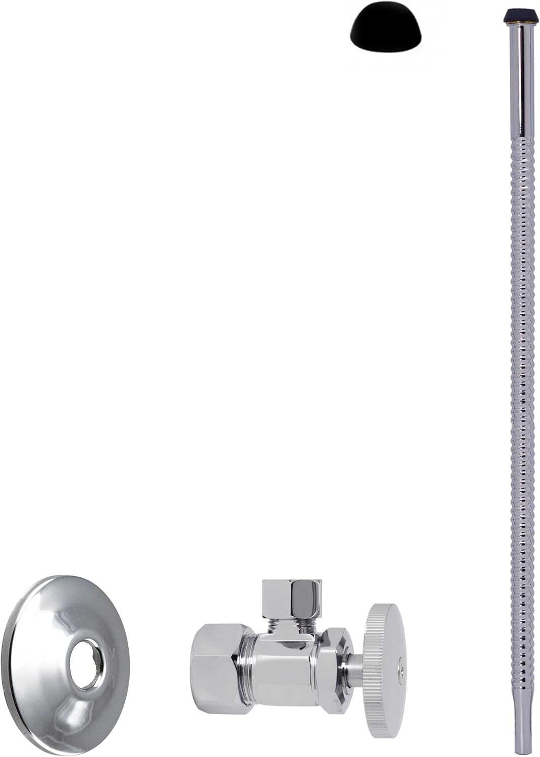 Westbrass Corrugated Supply Kit with Round Handle, 5/8" OD x 3/8" OD x 15", Polished Chrome, D105K15-26