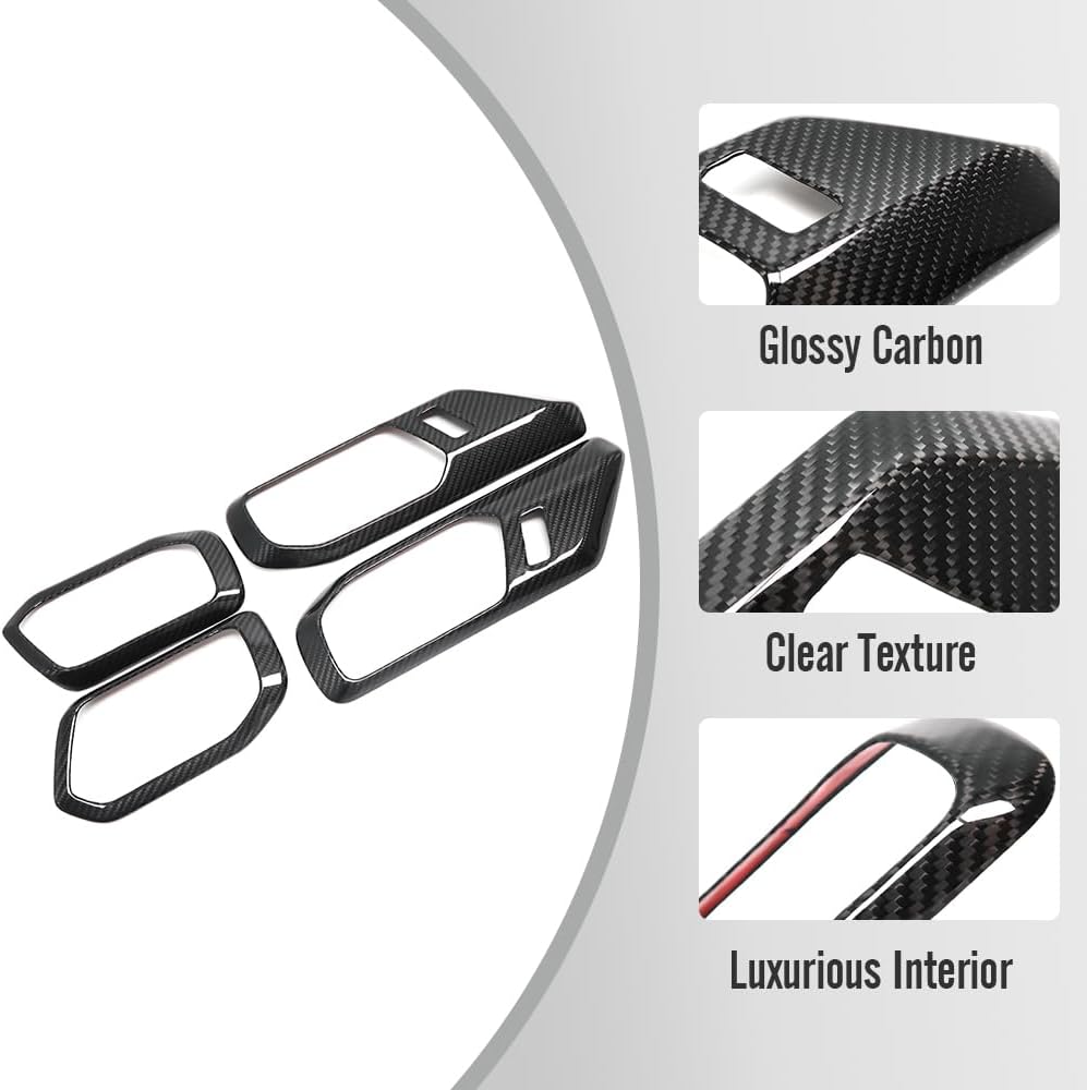 Genuine Carbon Door Handle Cover for Ford Bronco Raptor R Off-Road Outer Banks Pickup Truck 2021 2022 2023 2024,for Bronco Inner Door Button Bezel