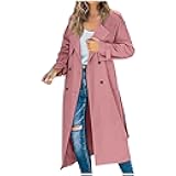 Women's Trench Coat Double Breasted Long Trench Coats 2025 Fall Windproof Classic Lapel Overcoat with Belt