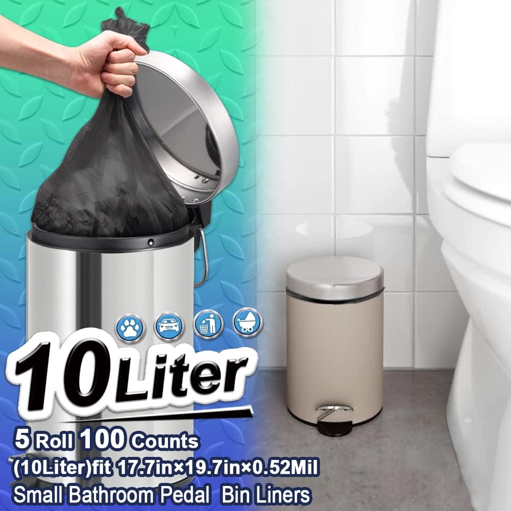 Small Black Trash Bags 3 Gallon for Bathroom, 100 Count image 2