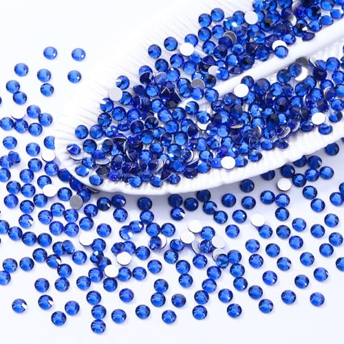 Image of Sapphire Flatback Rhinestones, Glass Rhinestones for Nail Art and Craft, Glue Fix, Loose Crystal Gemstones(Blue, SS4, 1440pcs, 1.5-1.7mm)