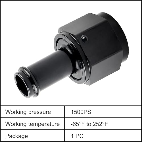 Vista 108 de EVIL ENERGY 8AN hembra a manguera de púas de 1/2 pulgada giratoria de 45 grados