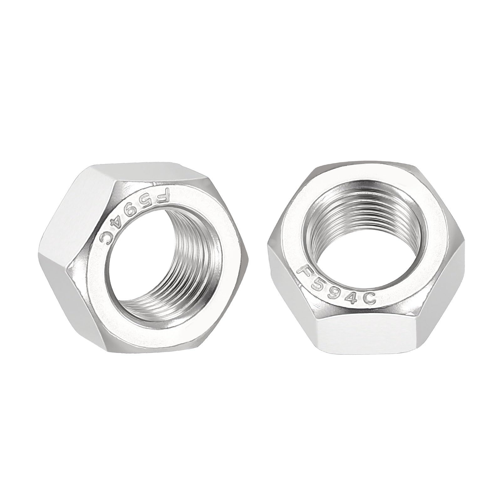 Kozelo 25pcs Hex Nuts - [1/2"-20] 304 Stainless Steel 18-8 (A2-70) Hardware Nuts for Mechanical Repair & Assembly, Standard Inch Fine Thread Nut, Bright Finish, Silver