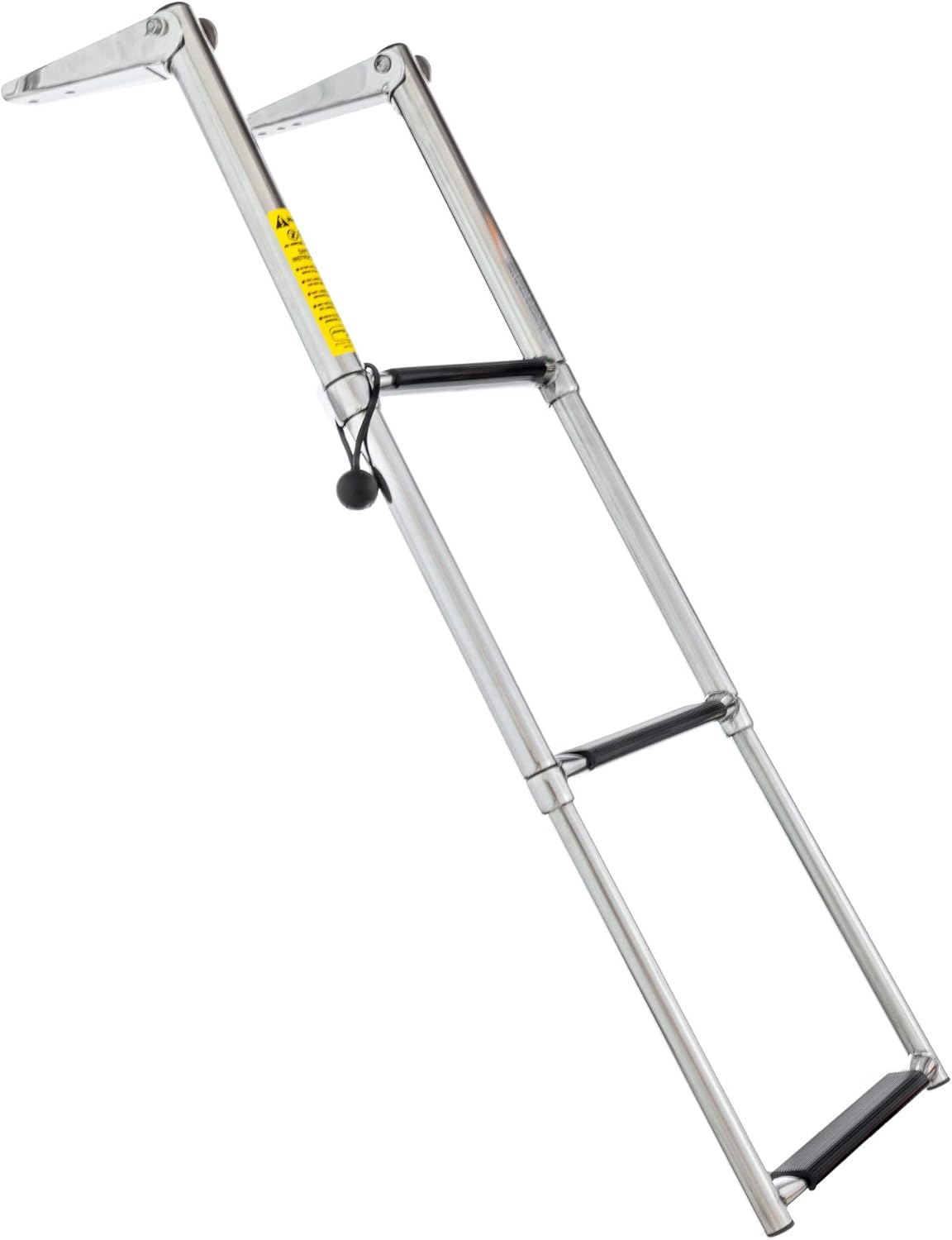 Attwood Over Platform Telescoping Ladder, 3 Step, Mounts Flat Atop Platform, Stainless Steel, Rated to 400 Pounds, 19616-61
