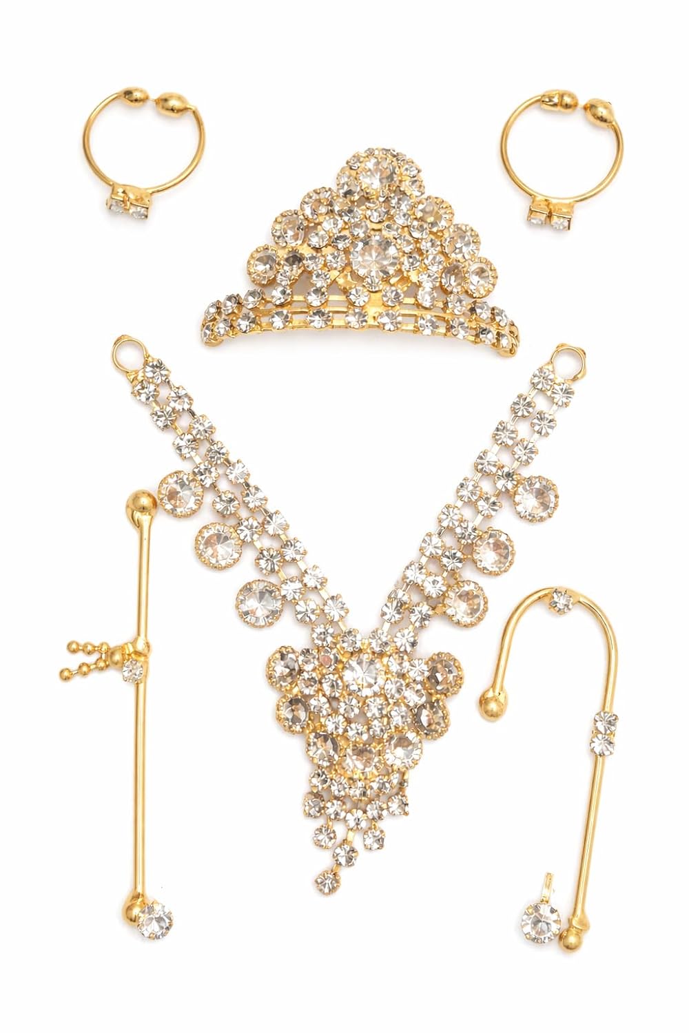 Radharamana Store Laddu Gopal Shringar Set Size 0-4 Gold Plated Mukut Necklace Jewellery Set for Bal Gopal Krishna Idol St... - Review, Price and Buying Guide