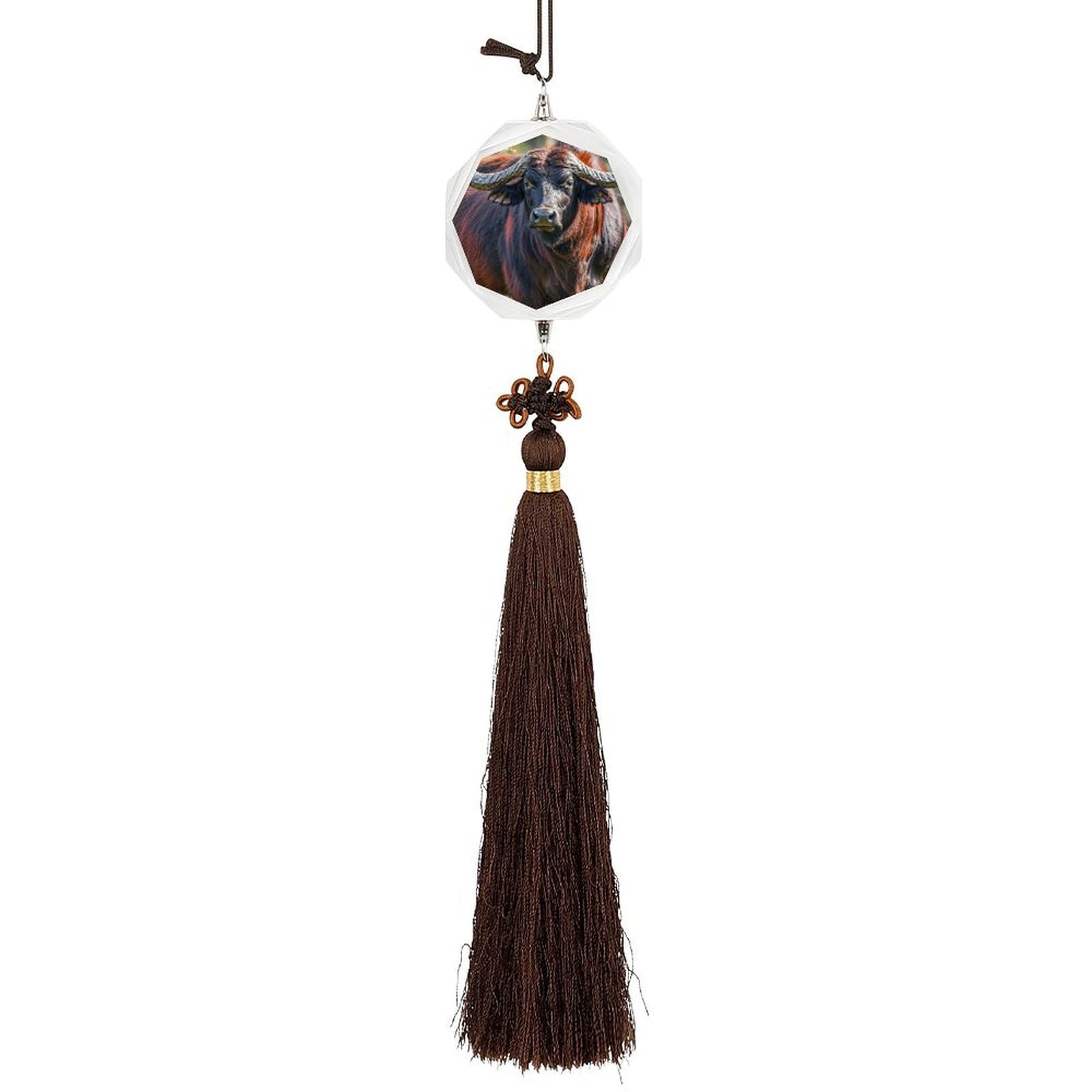 Crystal Auto Pendant Charms Hexagon Crystal Car Rear View Mirror Charms Cow Auto Hanging Interior Ornament Pendant Car Interior Accessories for Women Men CarCharms Decor