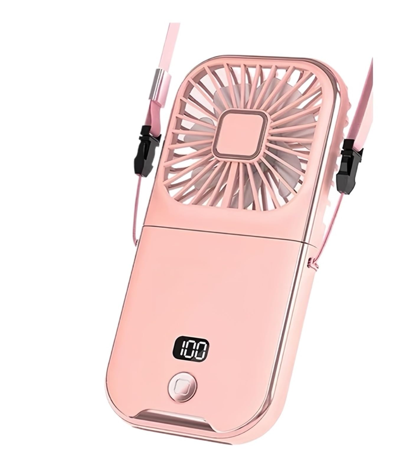 Generico Ventilatore portatile portatile for esterni | Appeso al collo, velocità regolabile, pieghevole, ricarica USB, compatto, leggero(Pink)