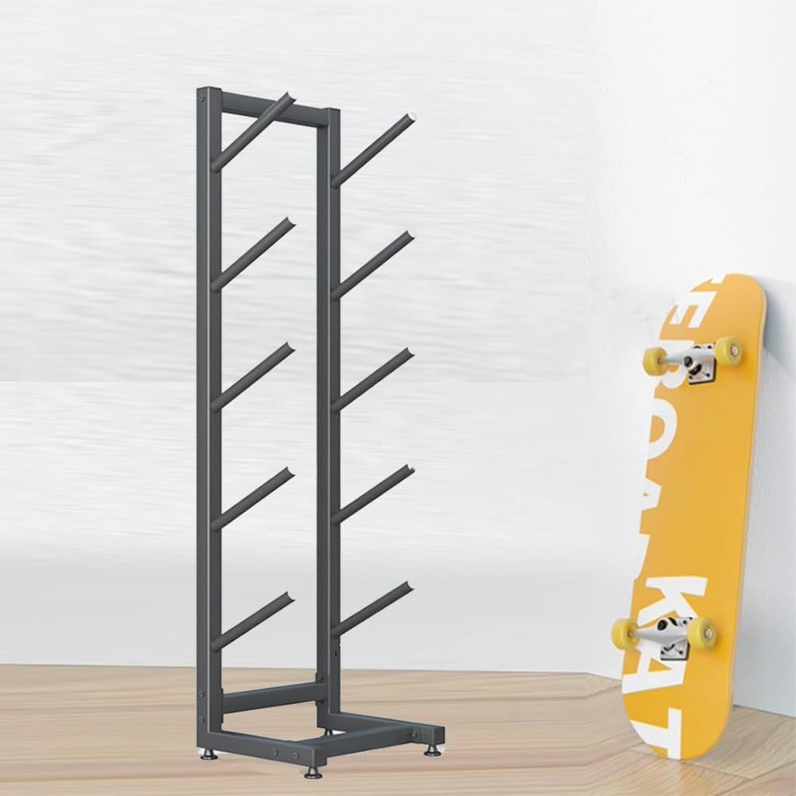 Generisch 5- bis 7-stöckiges Ski- und Snowboard-Regal aus Metall, Bodenständer für Heim-Fitnessstudio und Garage, robuste Halterung für effiziente Snowboard-Organisation