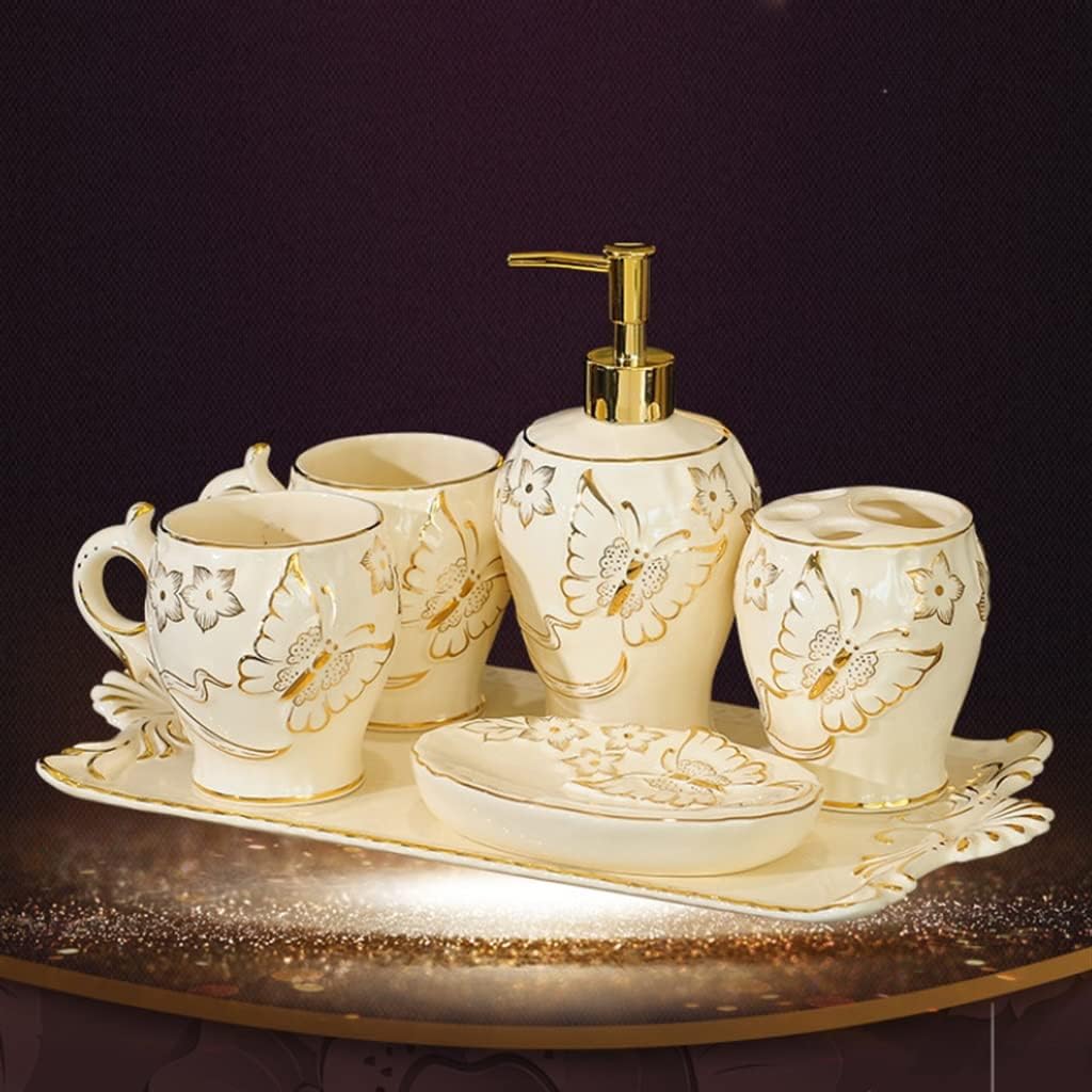 European-Style Ceramic Bathroom Five-Piece Set Toilet Wash Set Bathroom Supplies Mouthwash Cup Couple Set