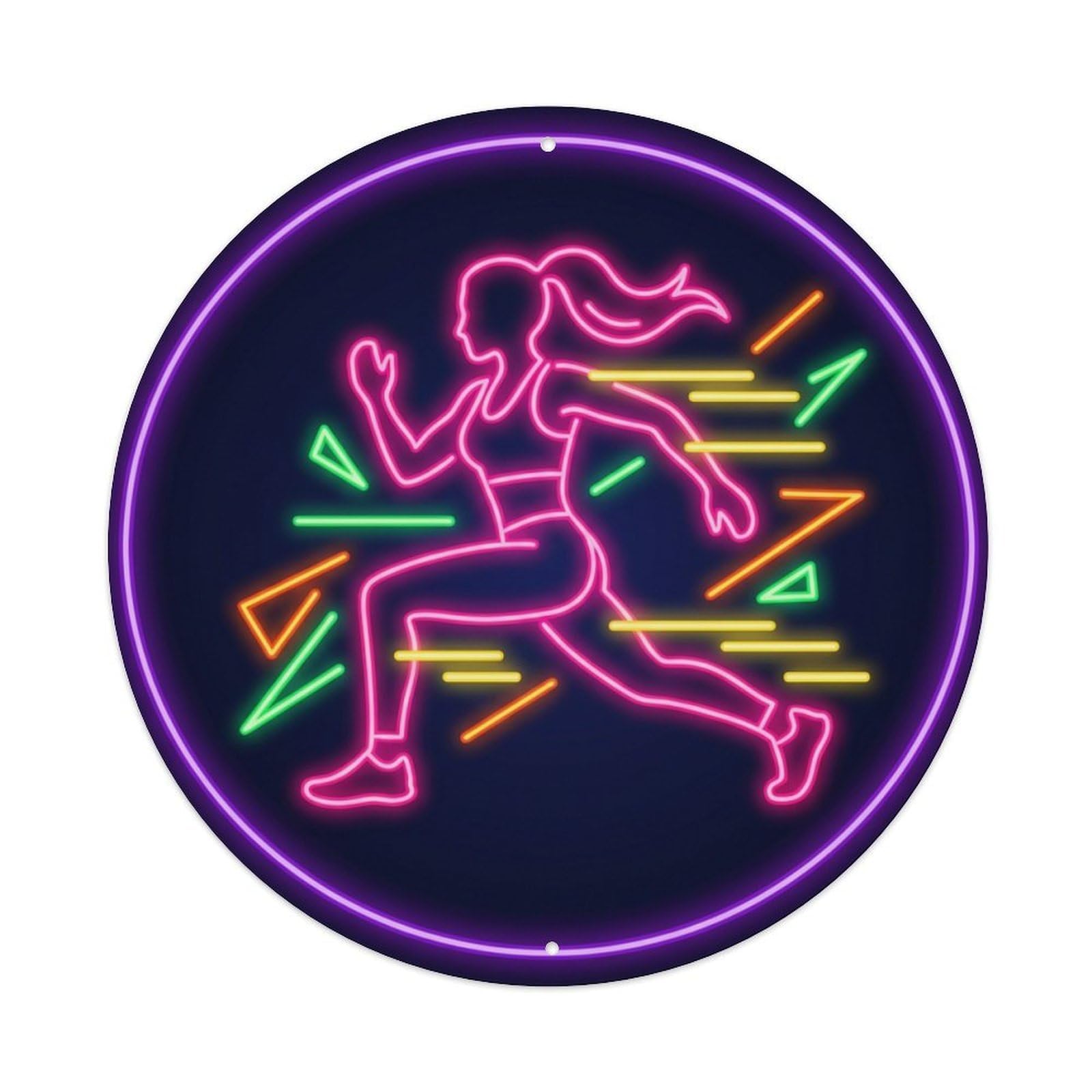 Vintage Faux Neon Gym Retro Bodybuilding Dynamic Metal Tin Sign