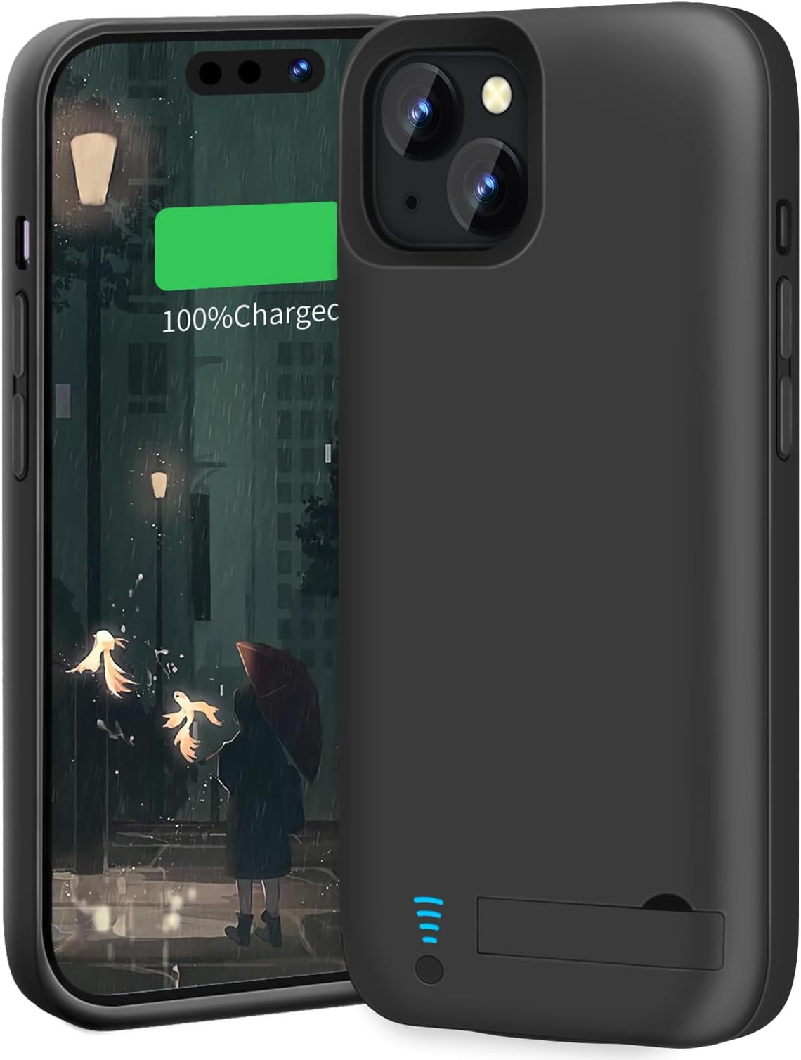 Battery Case for iPhone 15, 5000mAh Rechargeable Extended Battery Charging/Charger Case, Add 100% Extra Juice (6.1 inch) Black