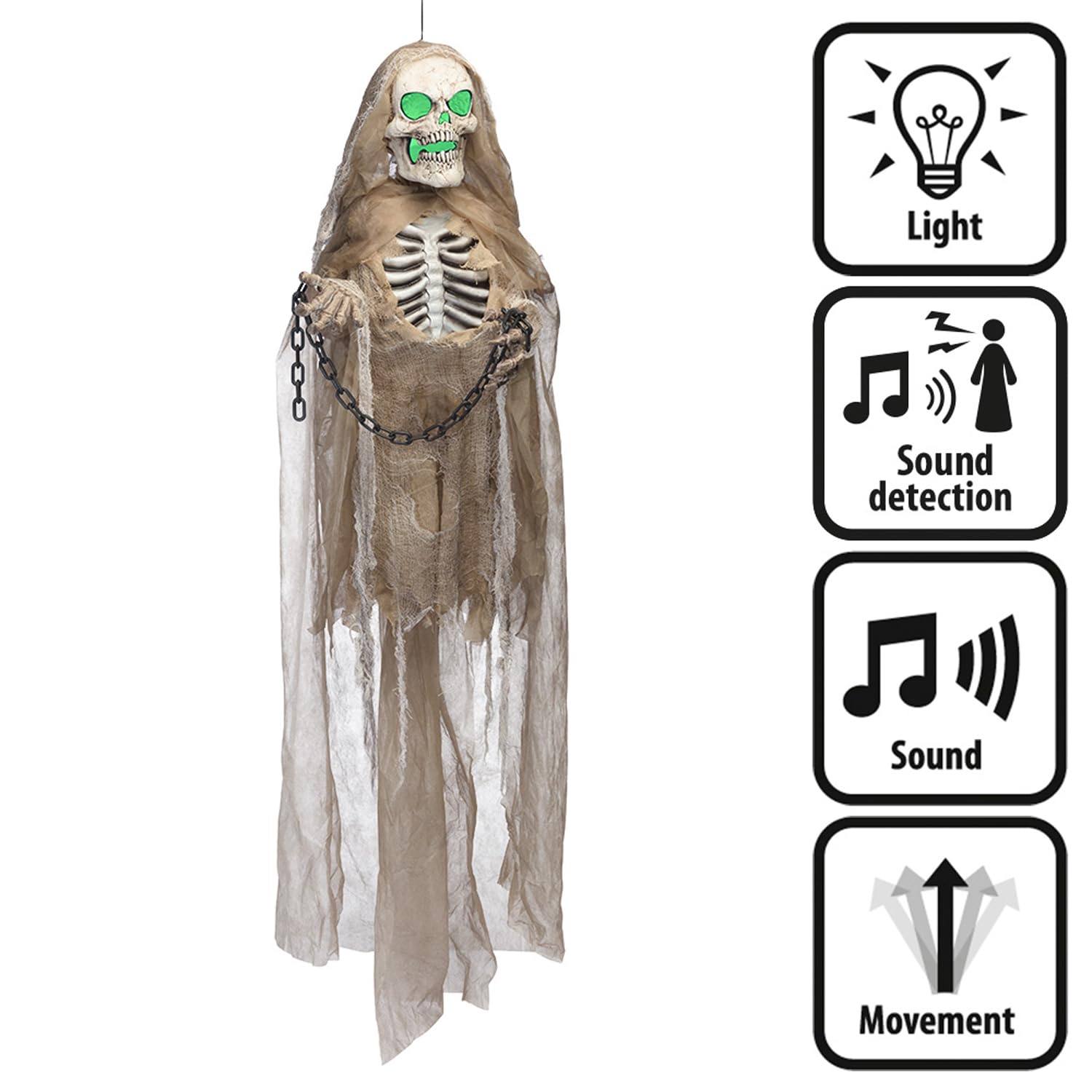Boland - Interaktive Halloween Hängedeko | gruselige Horror Dekoration, Figur zum Aufhängen für Karneval und Mottoparty