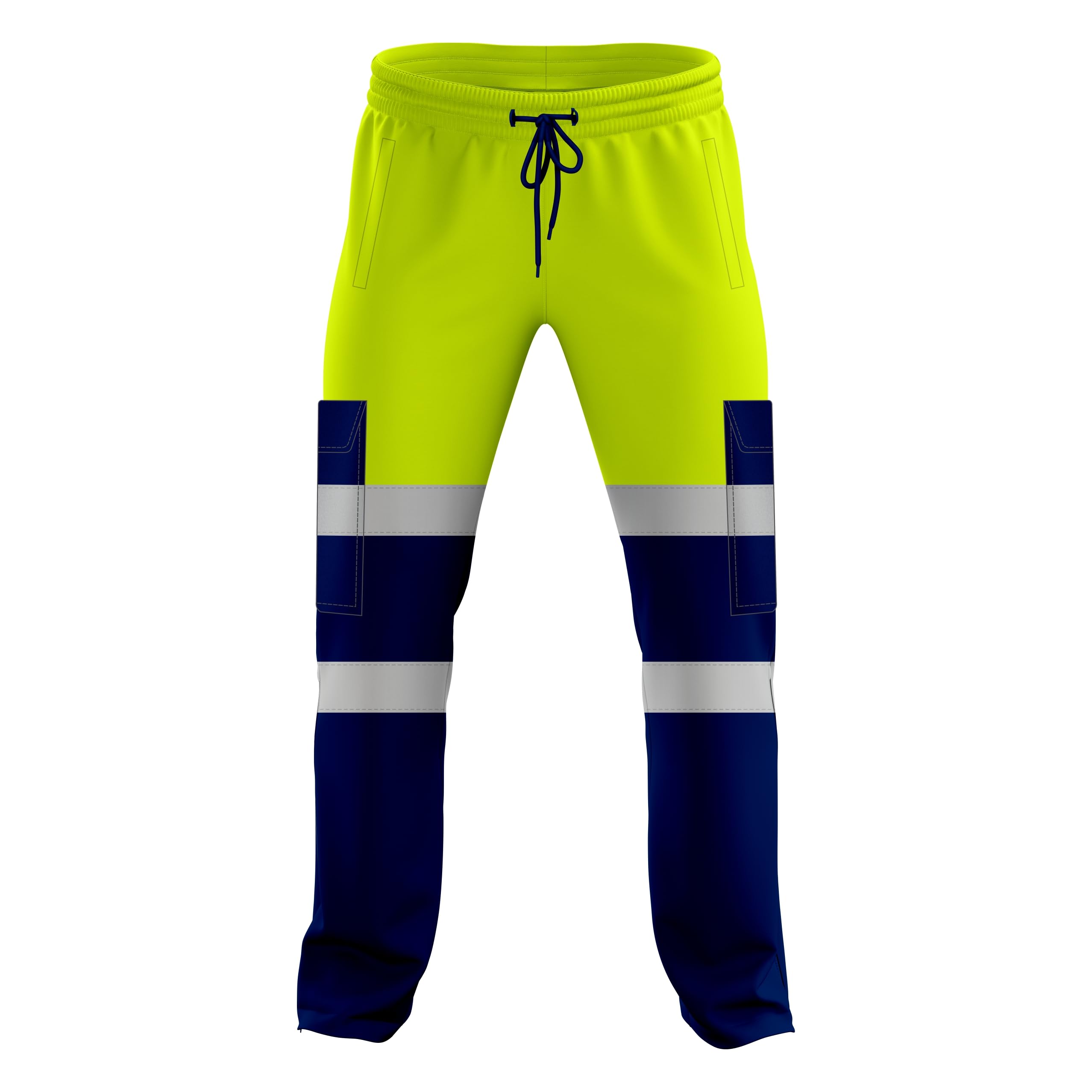 mymixtrendz Mens Hi Vis High Visibility Two Tone Jogging Trousers Bottoms Reflective Tape Cuffed Workwear Joggers