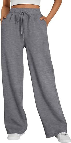 Womens Sweat Pants High Waist Drawstring Fleece Lounge Trous
